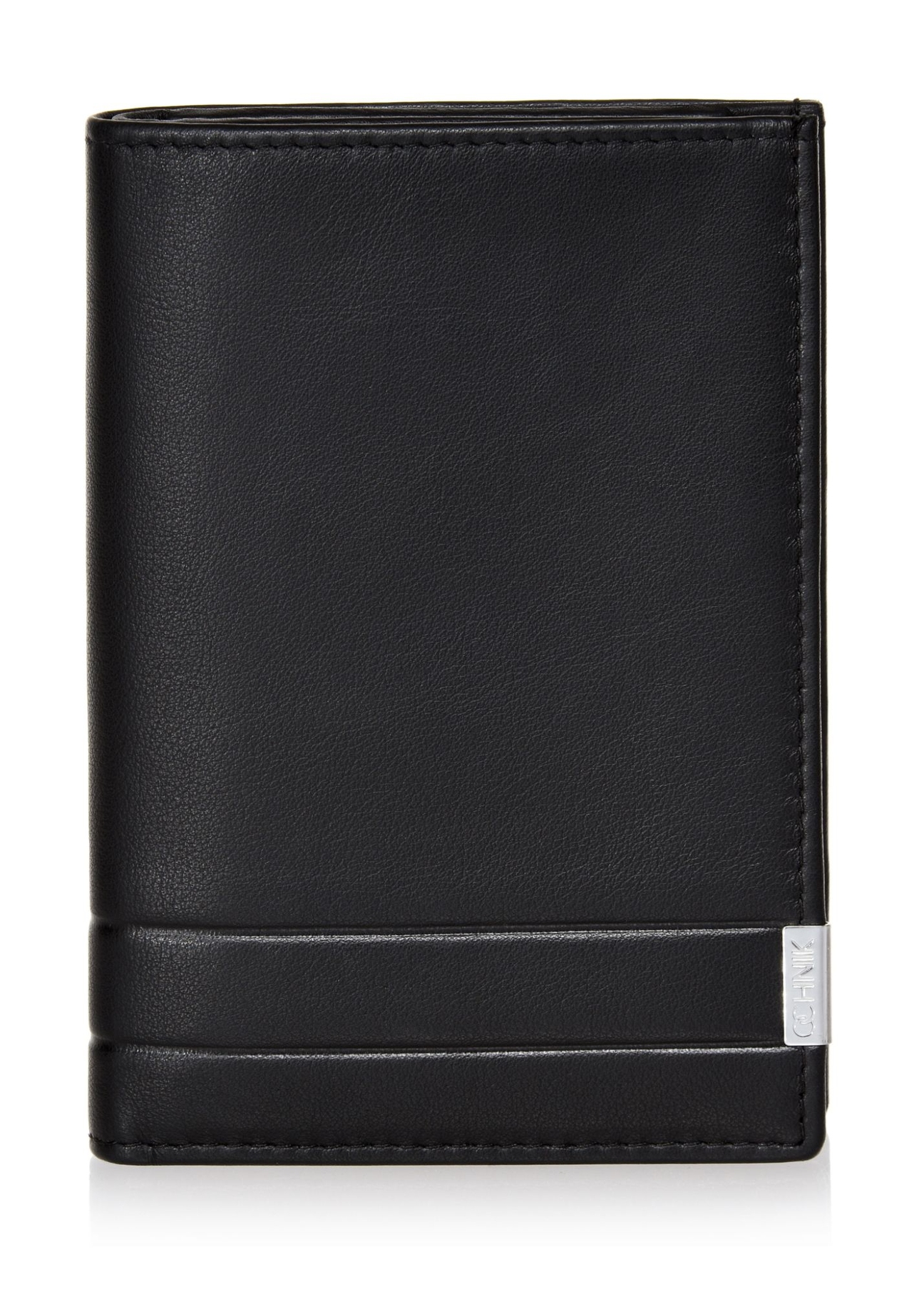 Black men's leather wallet PORMS-0145B-99(Z25), front product view on white background.