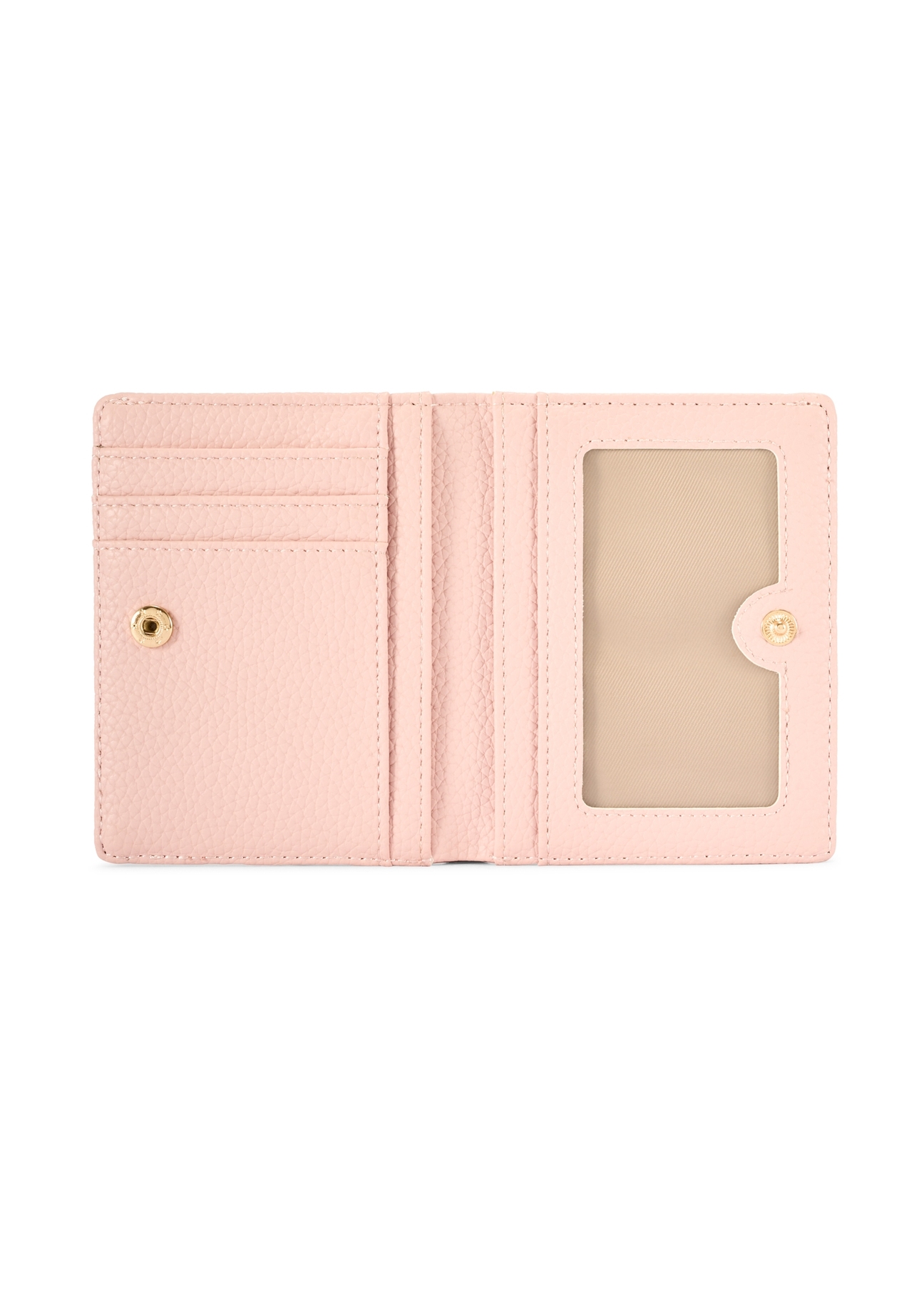 Small pink women's wallet POREC-0415-5B(W26), product view inside on white background.
