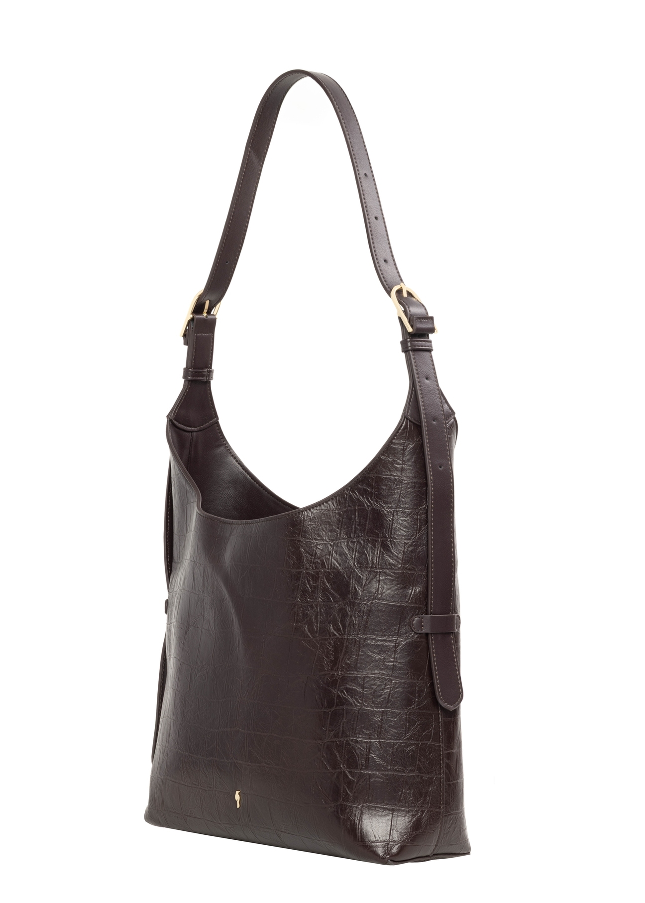 Burgundy croco women's shopper bag TOREC-1306-4D(Z26), diagonal product view on a white background.