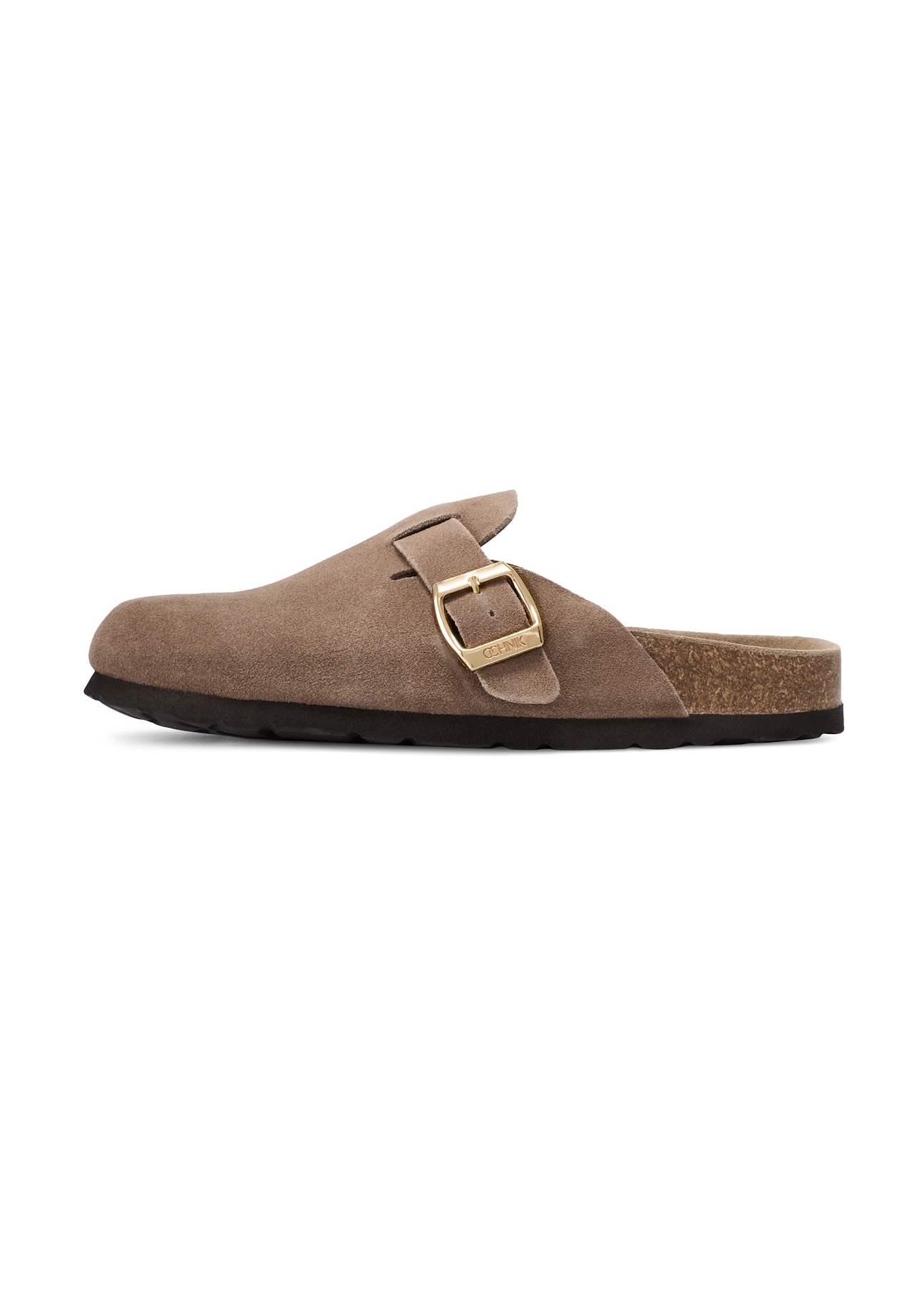 Women's suede camel flip-flops BUTYD-1267-1D(W26), side view of the product on a white background.