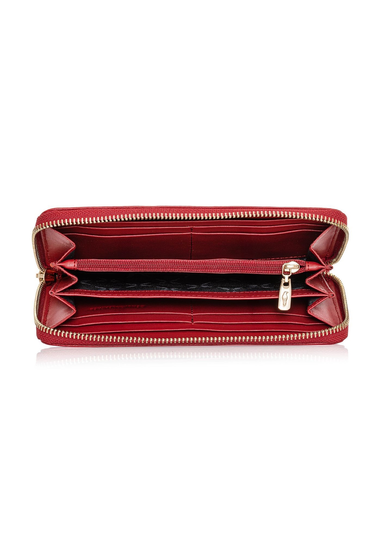 Red leather women's wallet PORES-0800R-42(Z25) - top view of the product on a white background.5