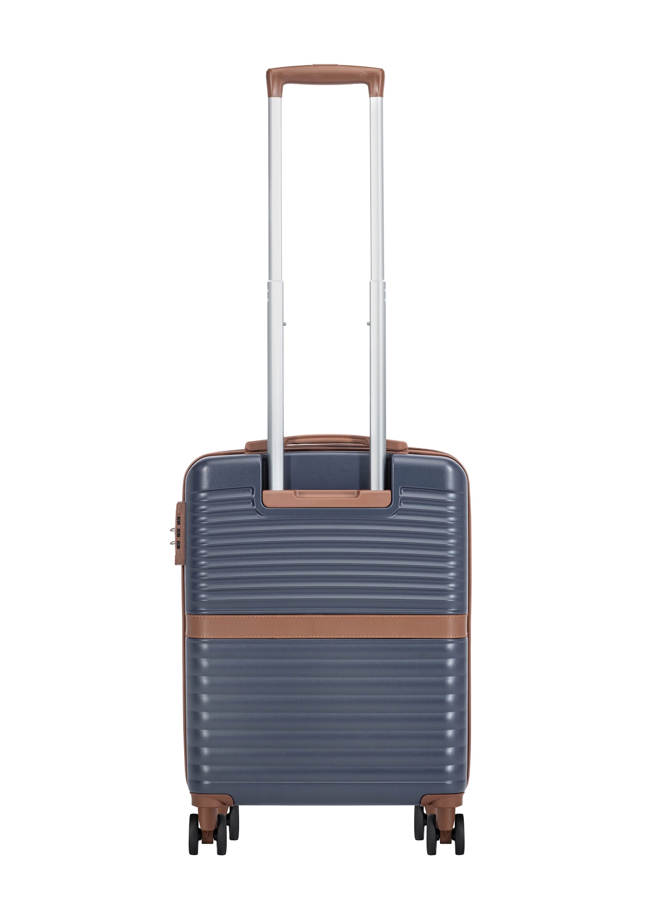 Small suitcase on wheels WALAB-0084-7D-19(W26), product view from the back on a white background.