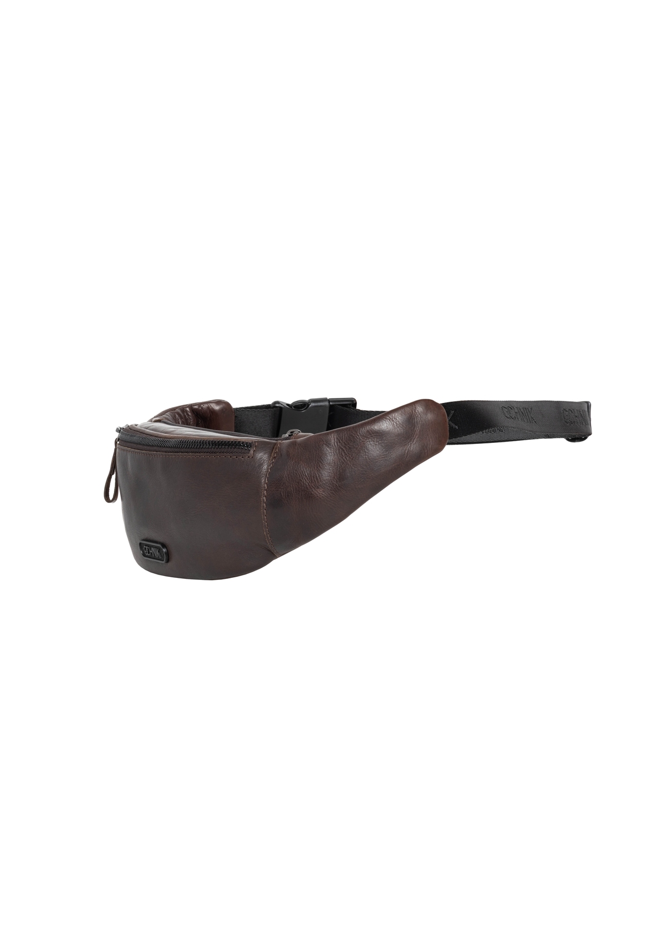 Men's brown leather waist bag TORMS-0543-1I(Z26), diagonal product view on a white background.