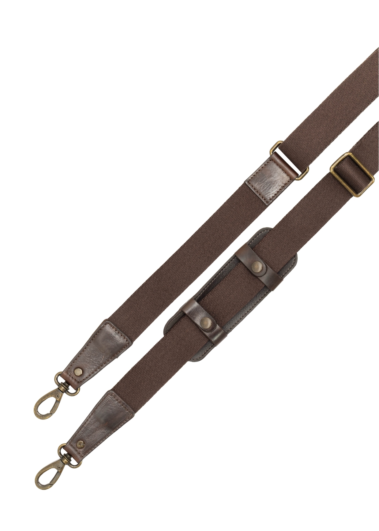 Brown leather men's briefcase TORMS-0521-1H(Z26), view of the product strap on a white background.