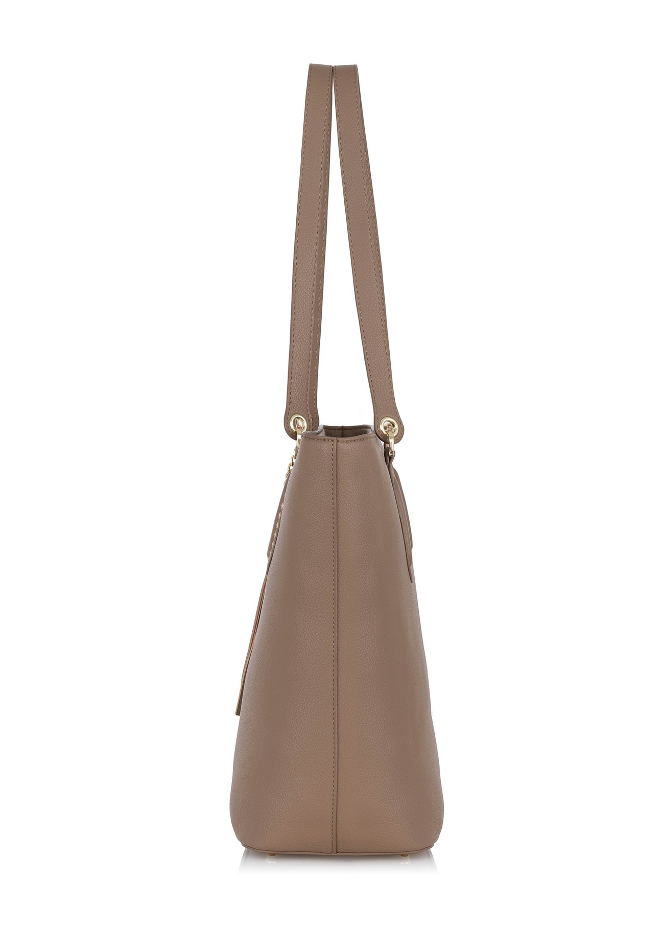 Brown padded faux leather shopper bag TOREC-0905-89(W24)-03