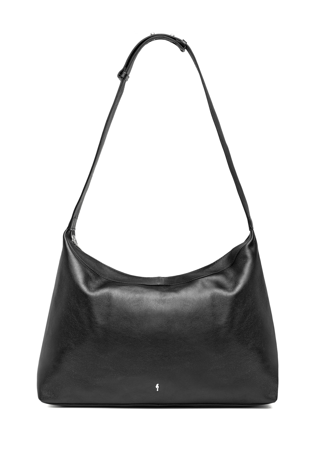 Black leather large handbag TORES-1239-99(W26), product view from the front on a white background.
