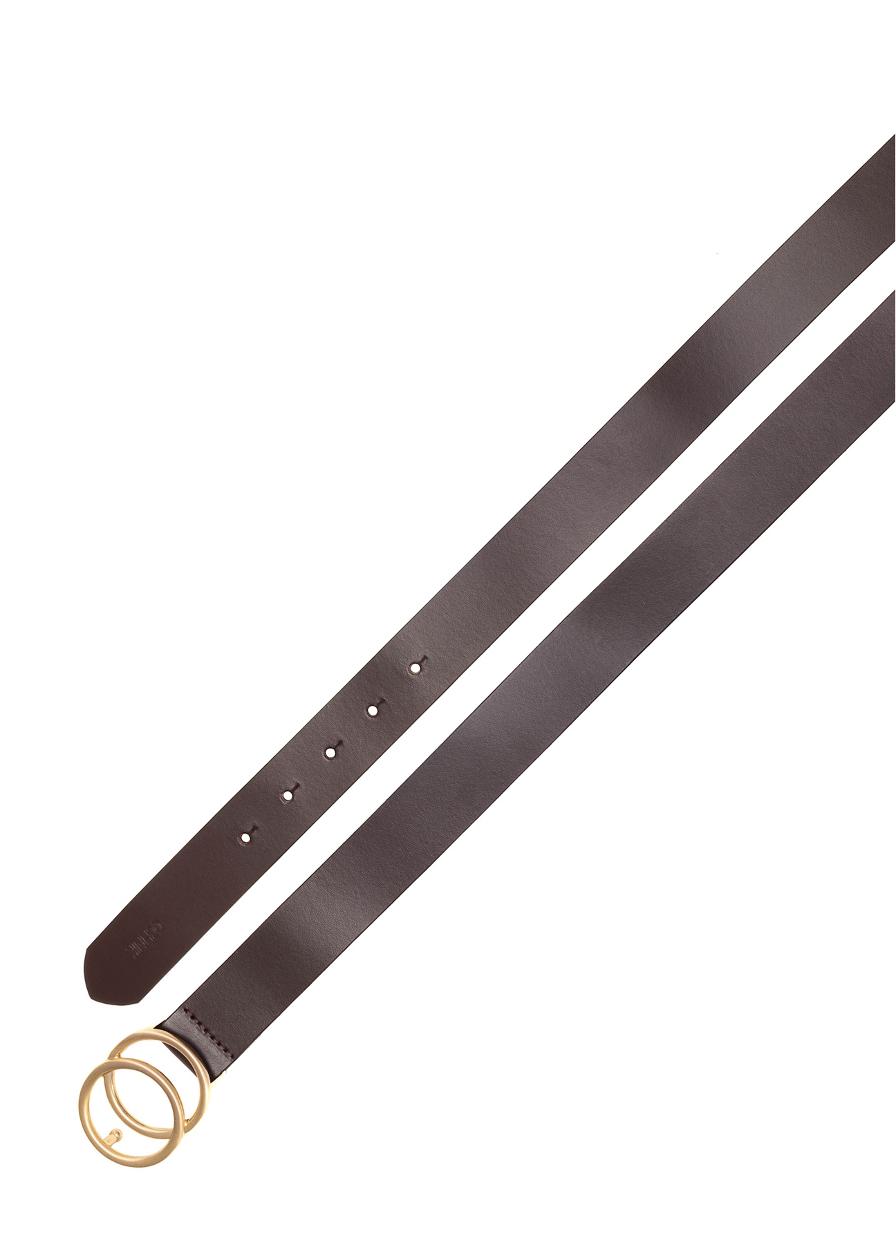 Brown women's leather belt PASDS-0172E-90(Z25), product view from above on white background.