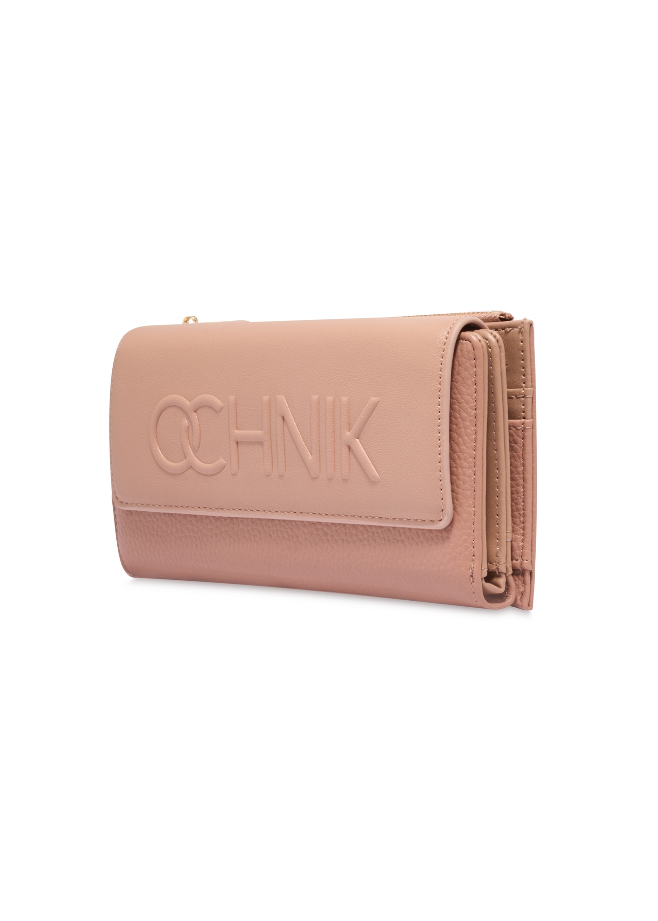 Large beige women's wallet with logo POREC-0343A-1B(Z26), diagonal product views on a light background.