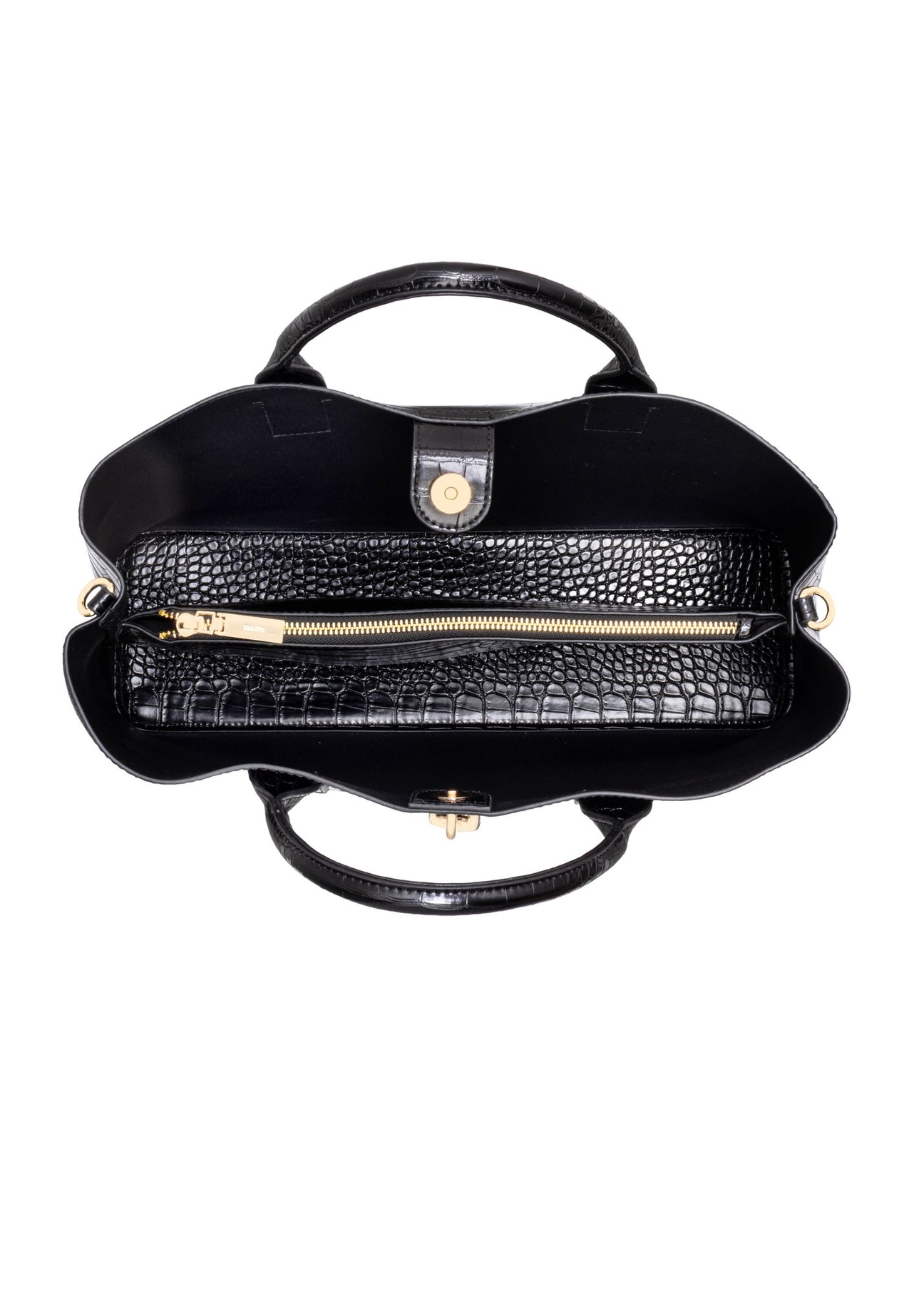 Black large croco bag TOREC-1332-9G(Z26) - product view from above, on a white background.