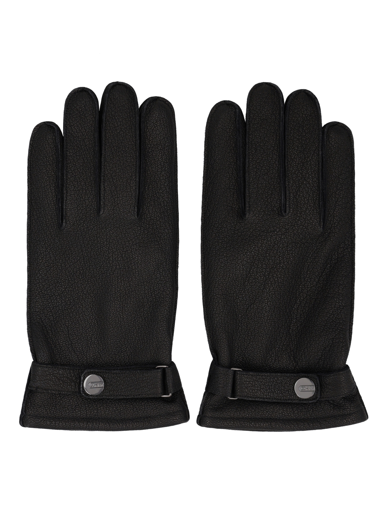 Men's leather gloves with wool lining REKMS-0092-9I(Z26), front product view on white background.