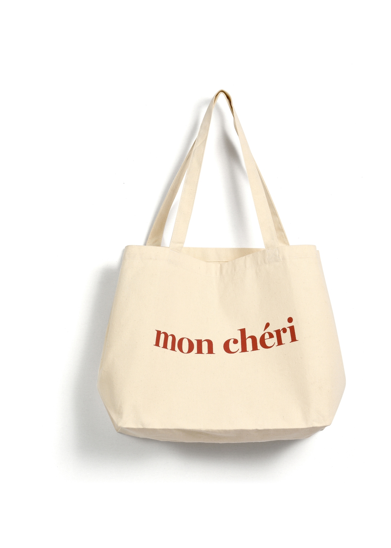 Cotton beige shopper bag TOREN-0334-0P(W26), product view from the front on a white background.