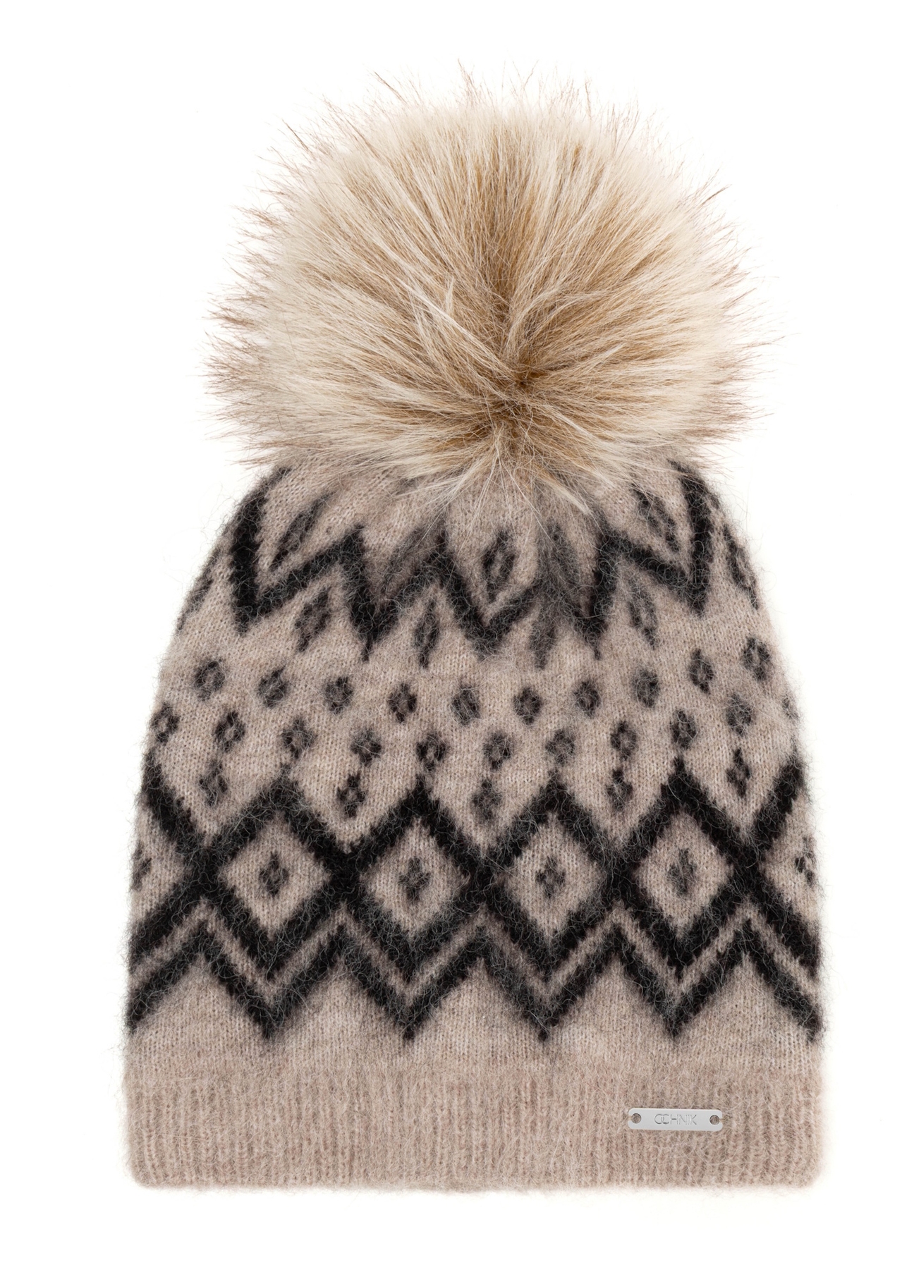 Women's pom-pom hat CZADT-0238-1J(Z26), front view on a white background.
