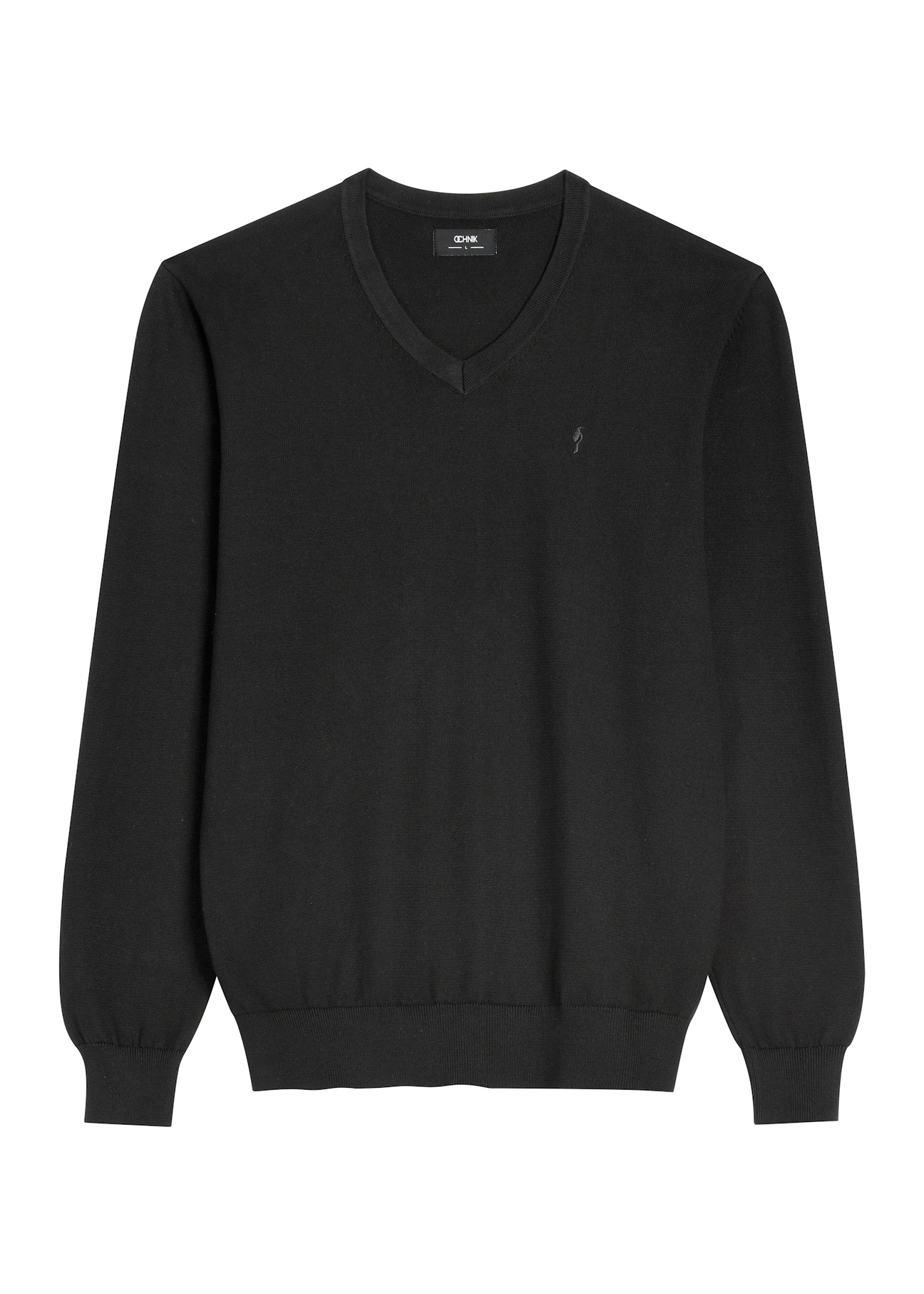 Black men's sweater with logo SWEMT-0159A-99(Z26), front product view on white background.