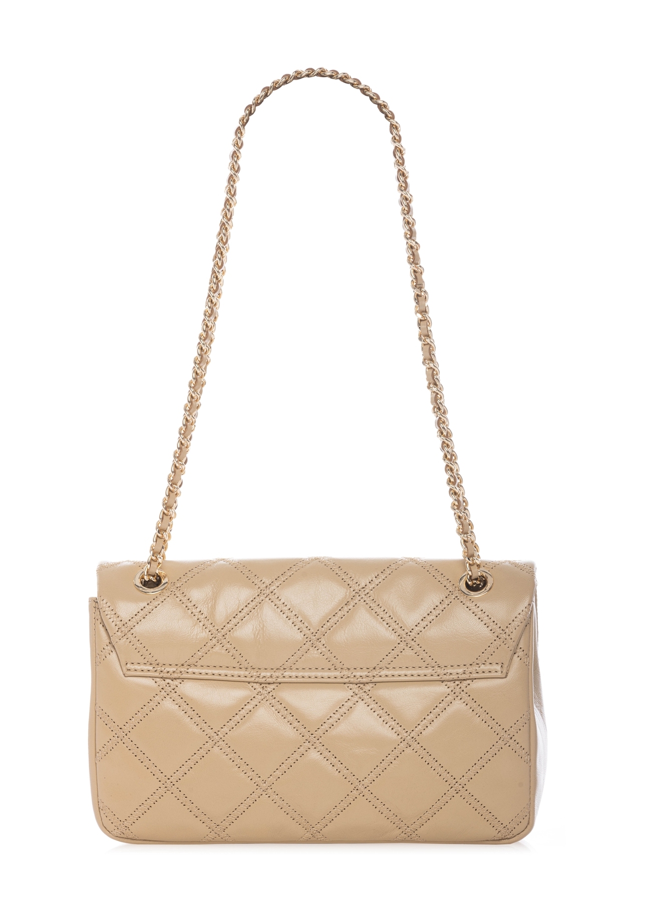 Beige leather women's handbag with chain TORES-1110-1B(W26)