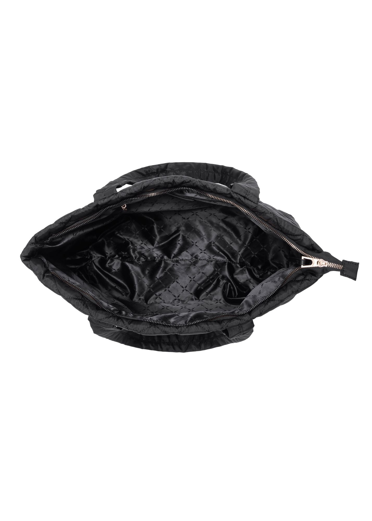 Black nylon women's bag TOREN-0224A-99(Z25), product view inside on white background.