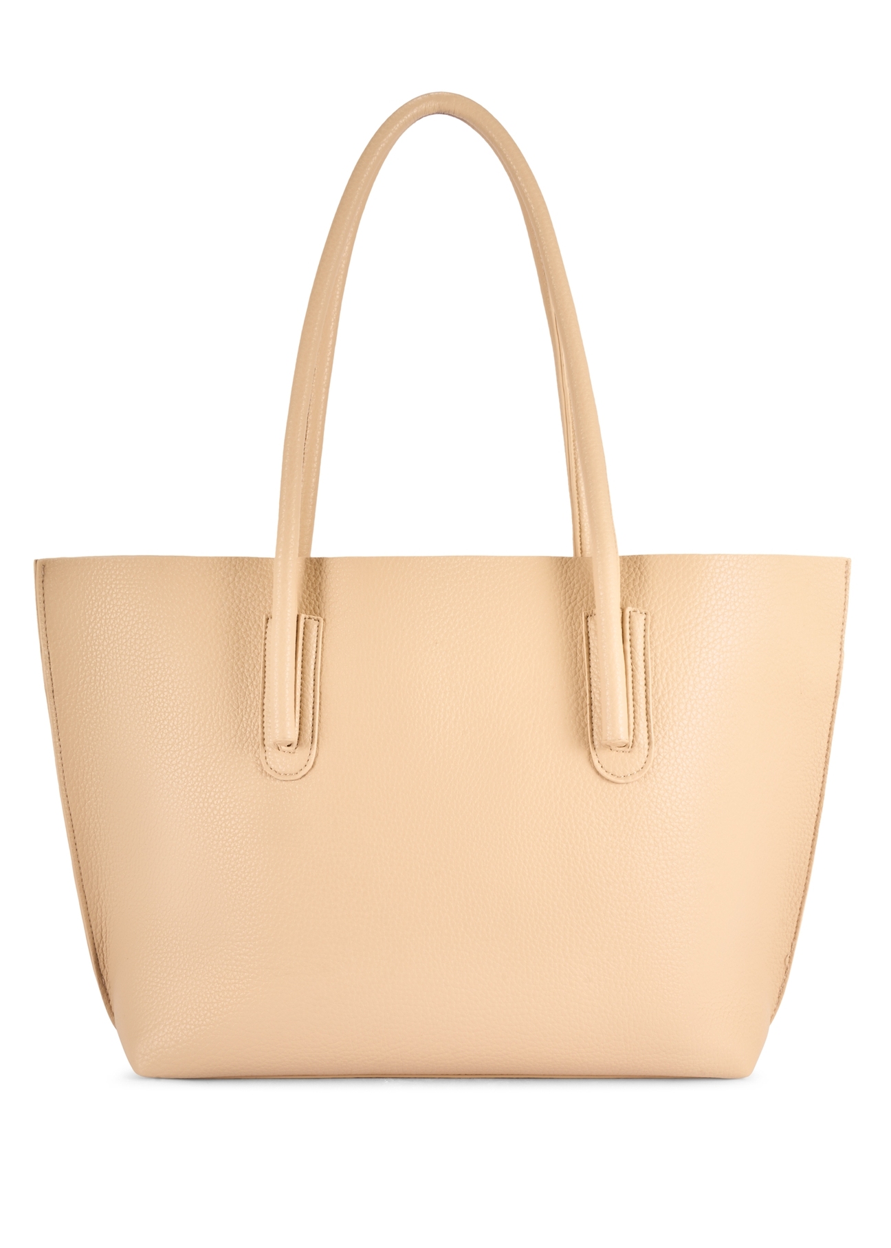 Beige women's shopper bag TOREC-0938-1A(W26), product view from the back on a white background.