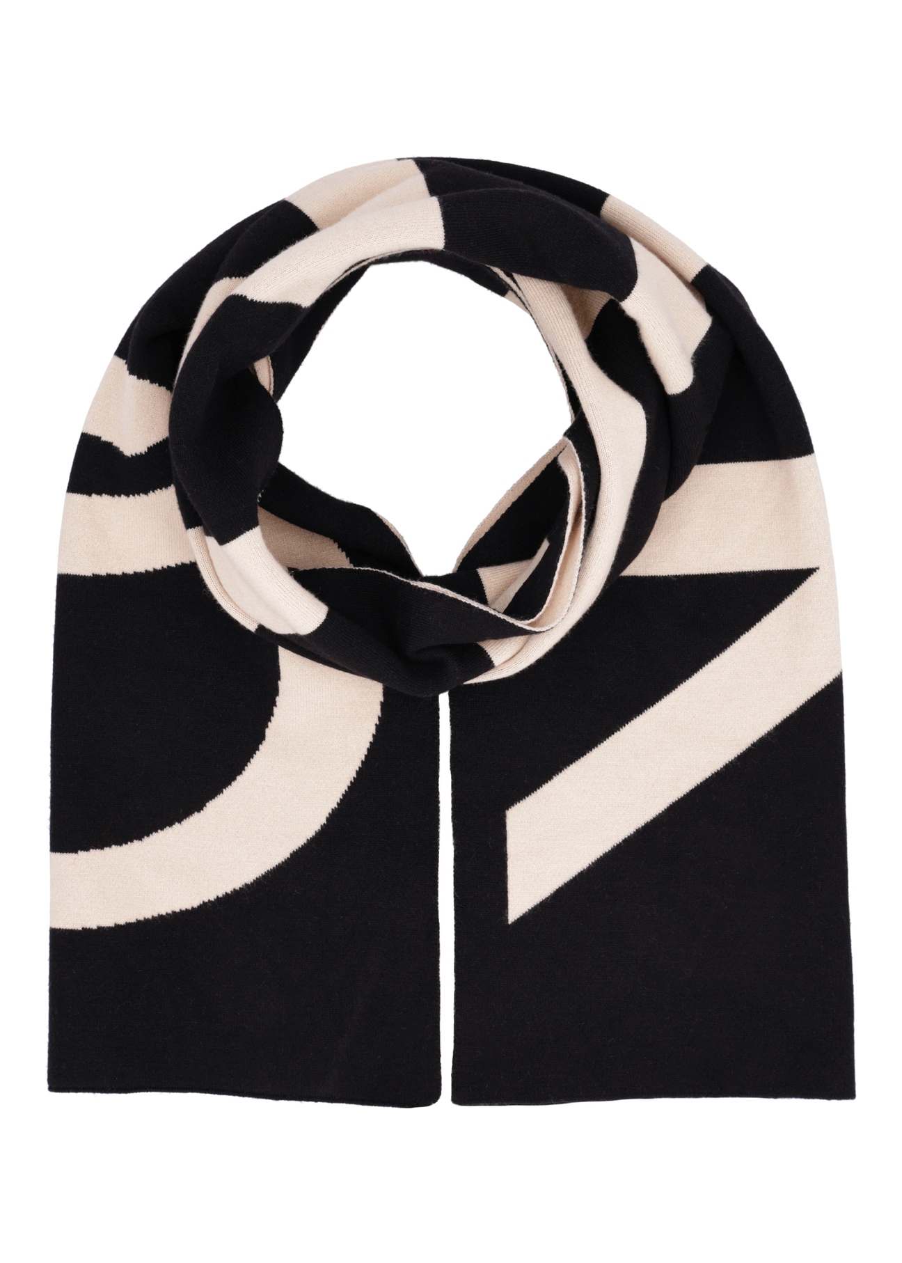 Black women's winter scarf SZADT-0151A-9J(Z26), front product view on white background.