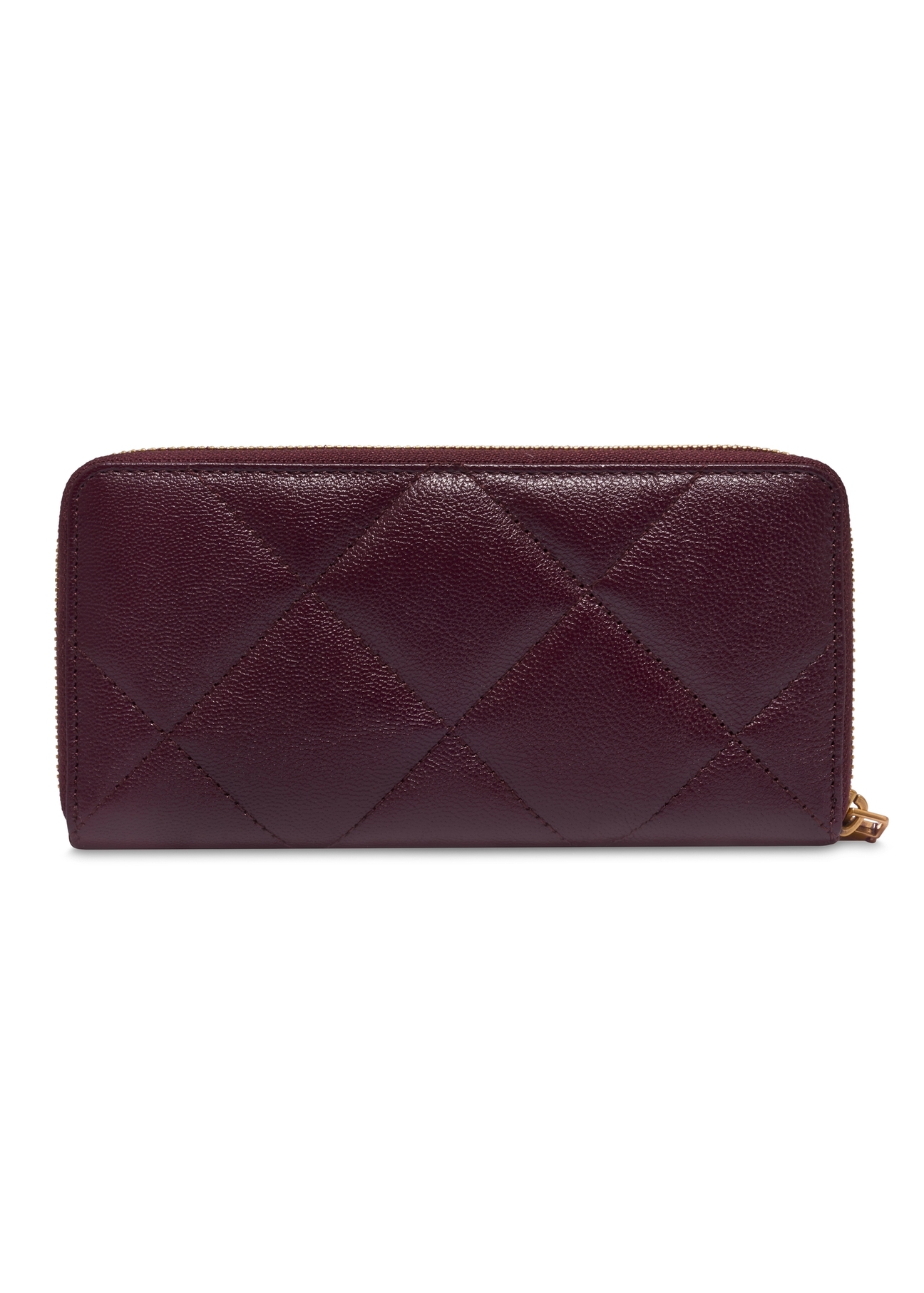 Burgundy leather quilted women's wallet PORES-1009-4D(Z26), back view of the product on a white background.