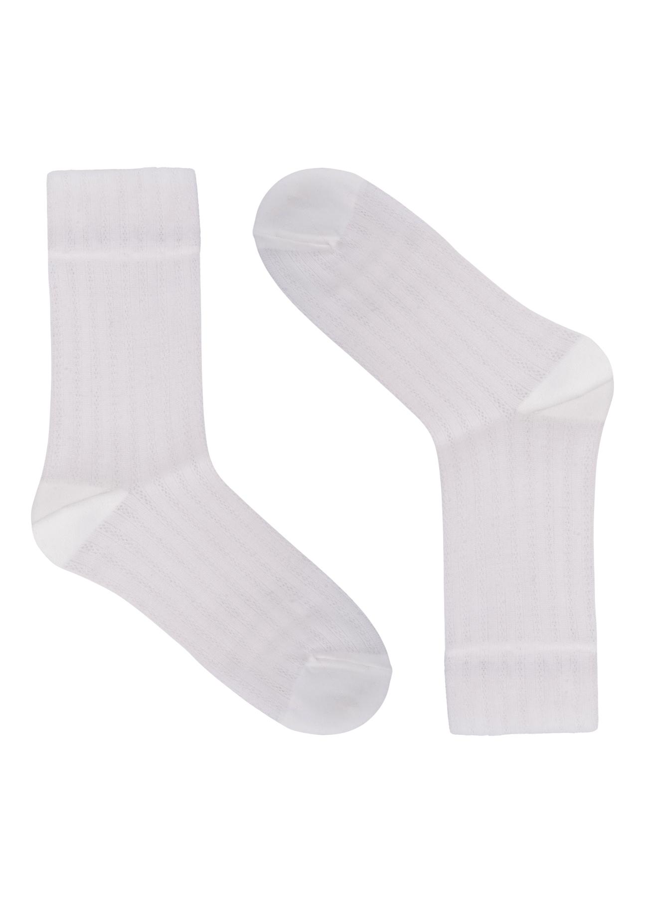 White thin women's socks SKADT-0080-0B(Z26), product view from the front on a white background.