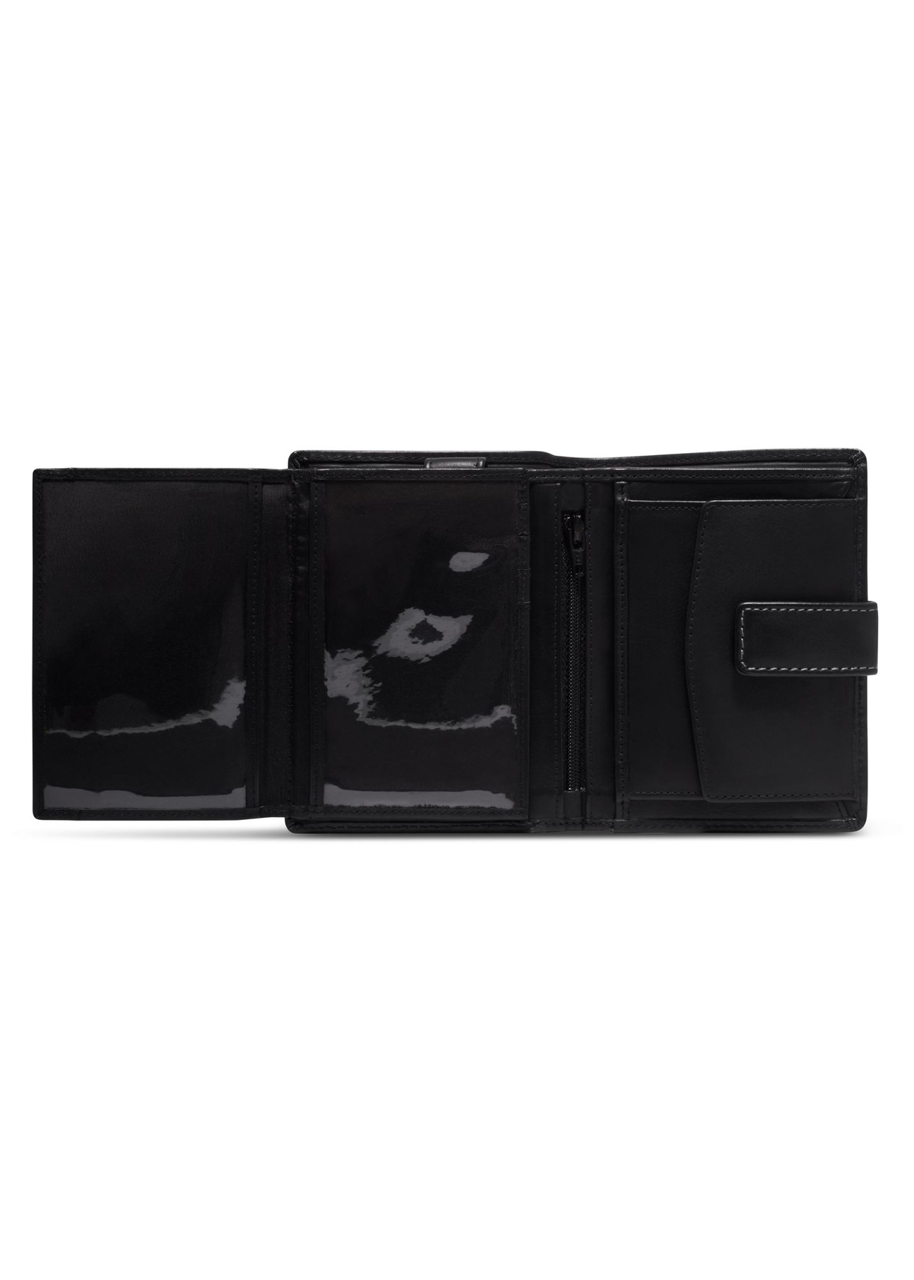 Black large men's leather wallet PORMS-0701-99(Z26) - product view from above, on white background.