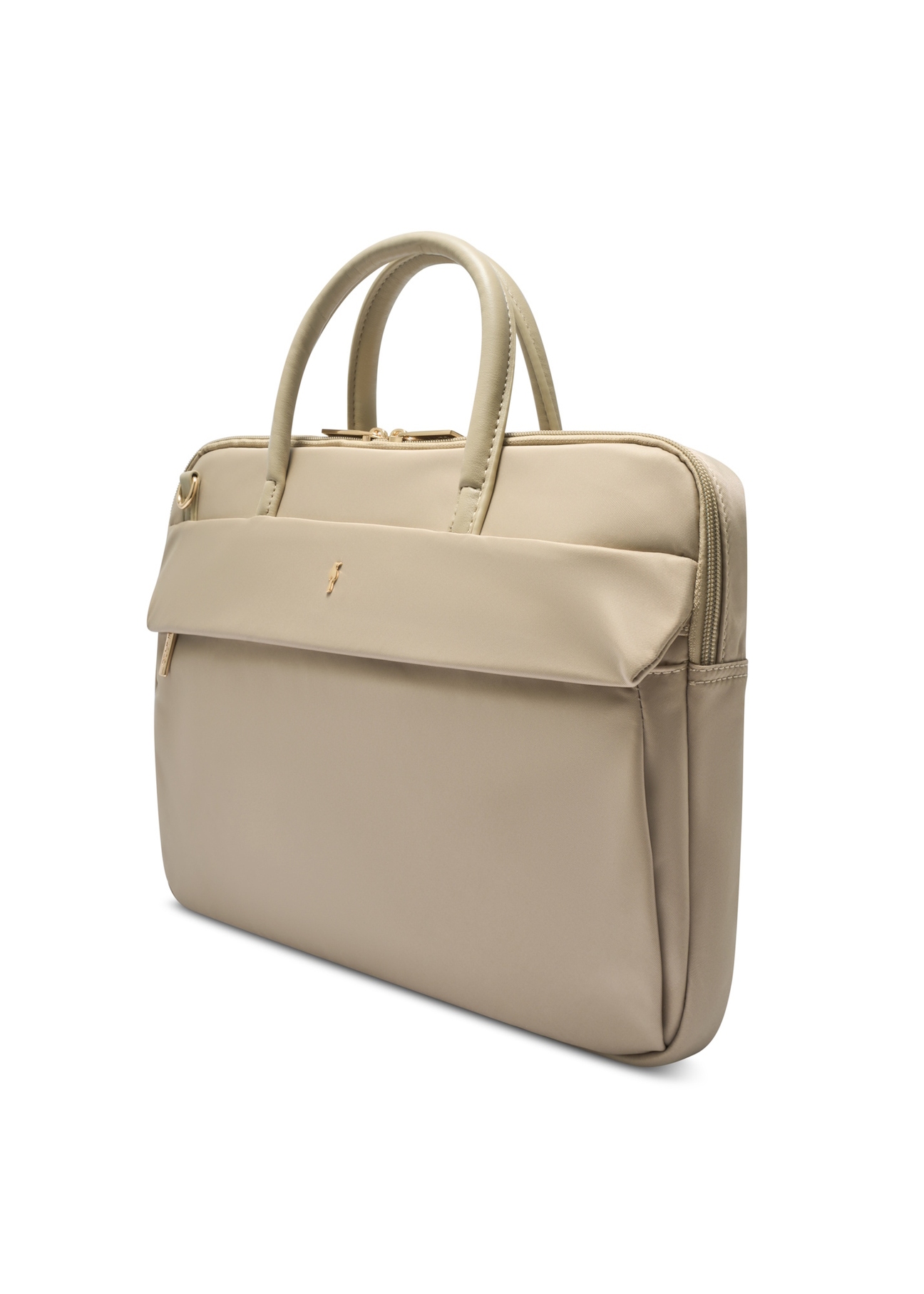 Beige women's laptop bag TOREN-0344-1A(W26), diagonal product view on white background.