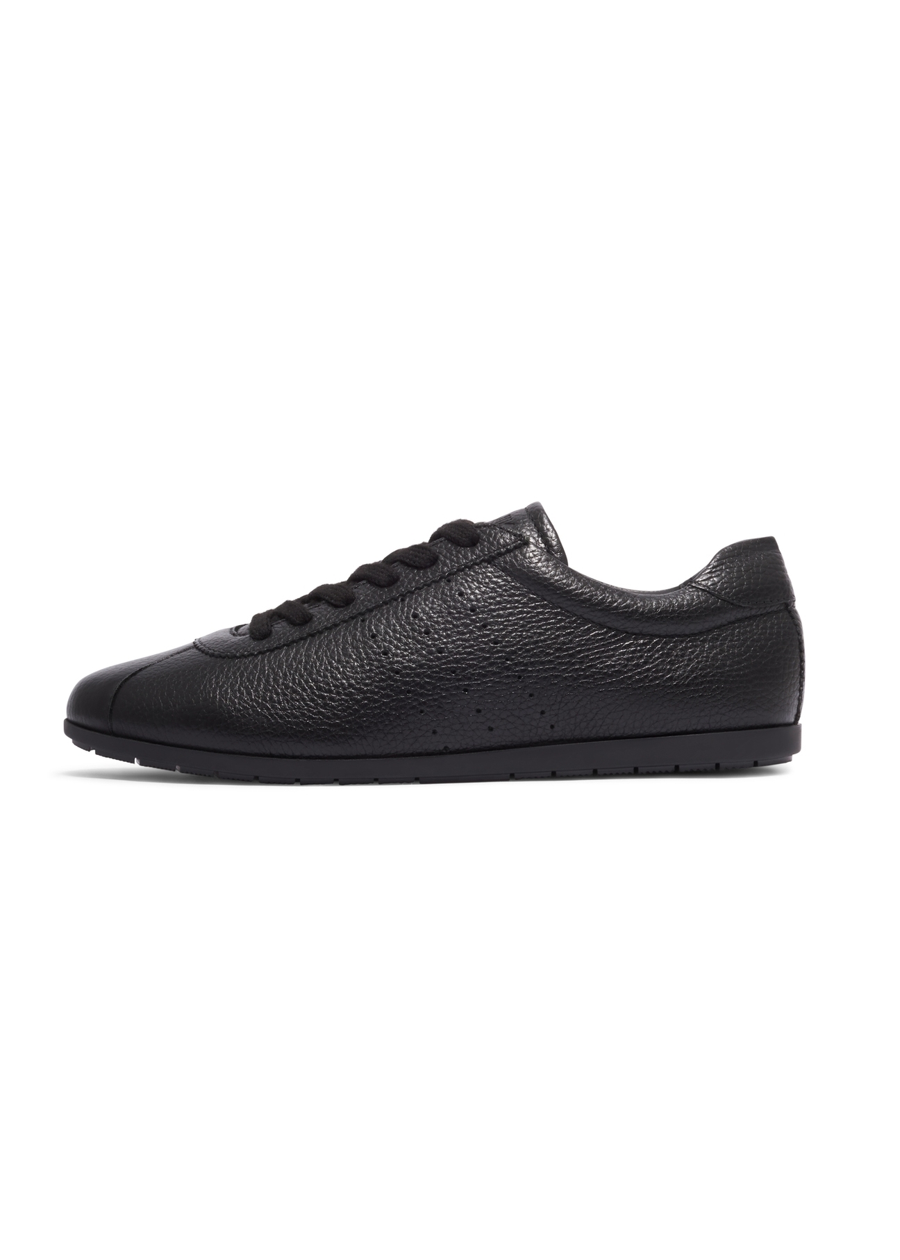 Women's black leather sneakers BUTYD-1293-9I(Z26), side product view on white background.