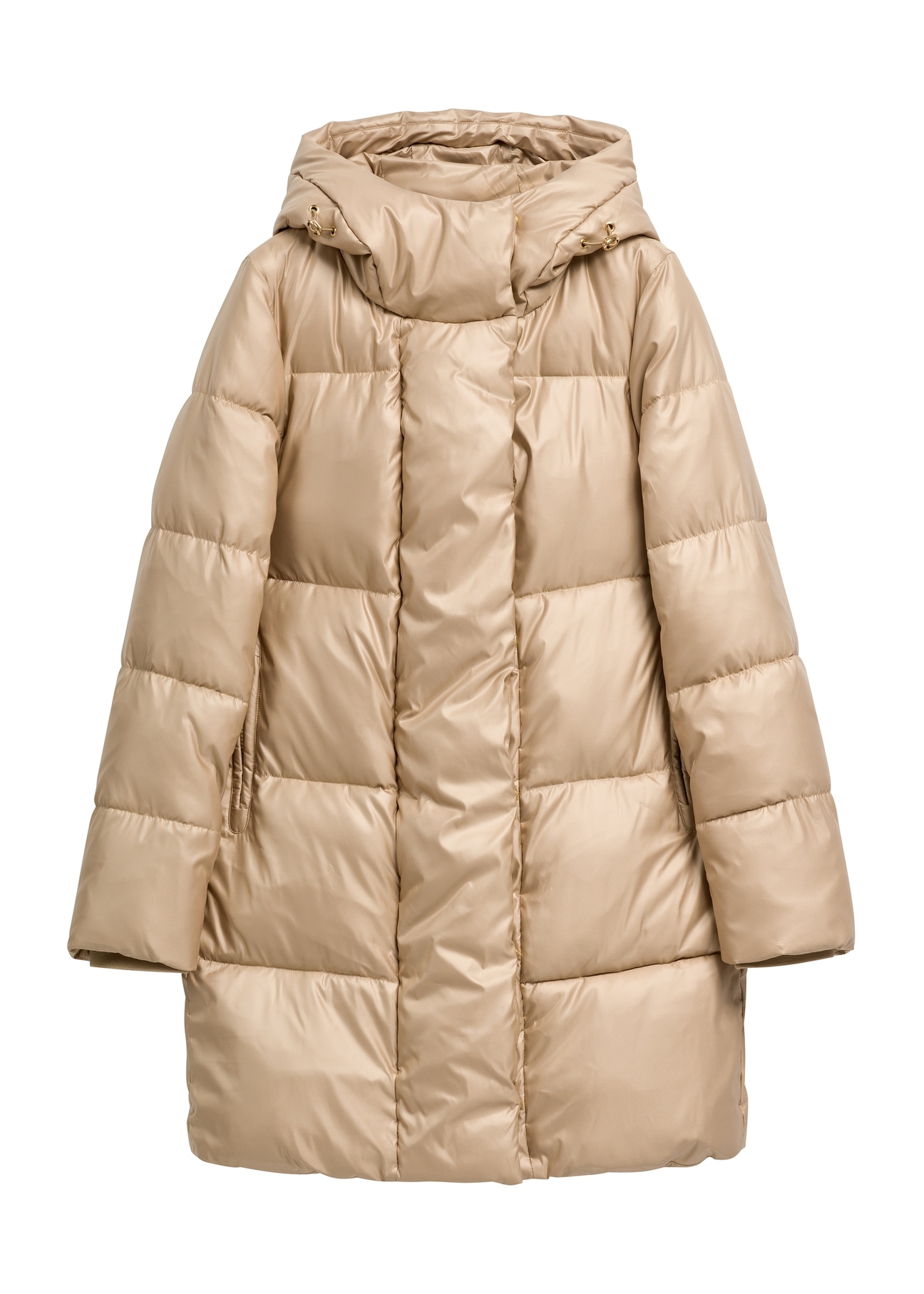 Beige women's winter jacket KURDT-0703-1A(Z26) - front product view, on white background.