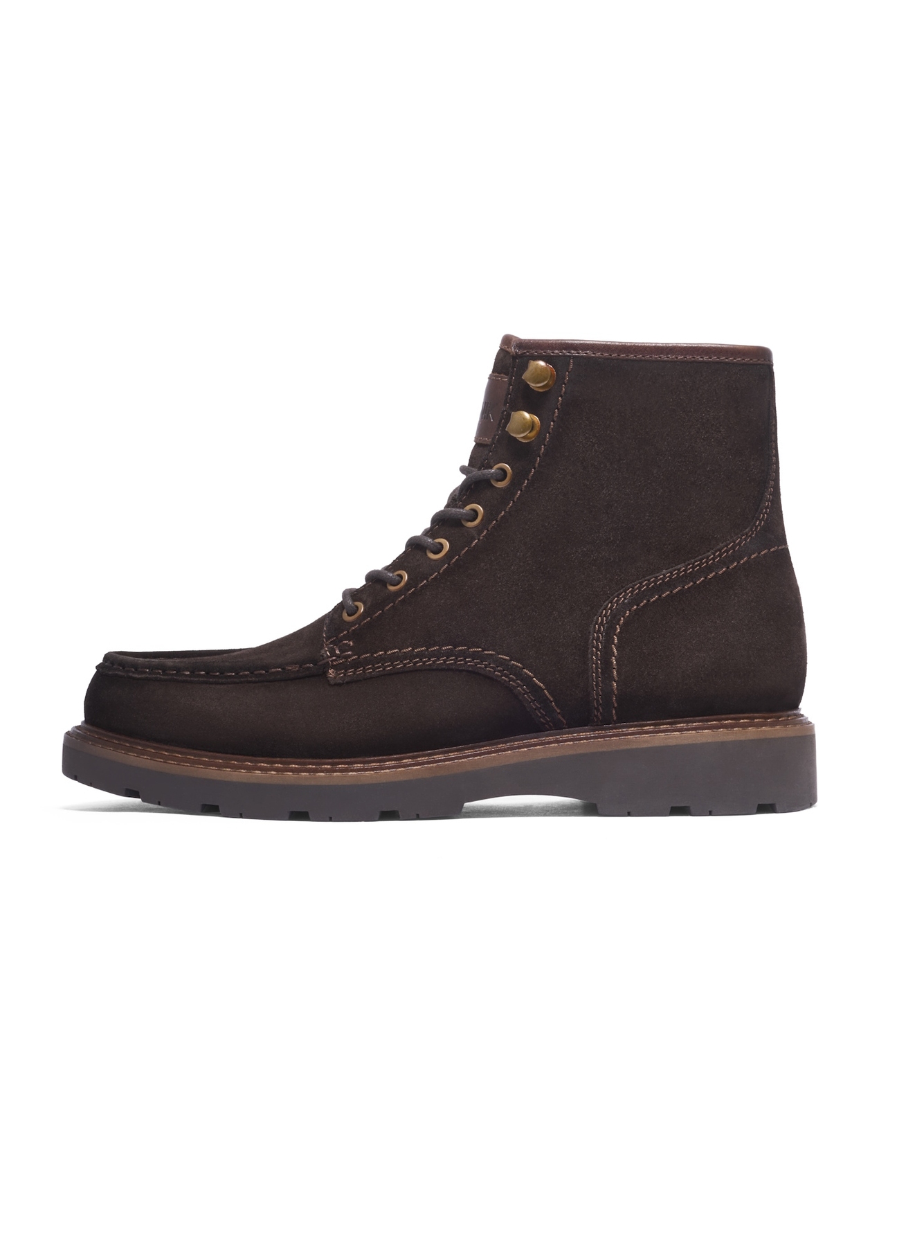 Dark brown suede men's ankle boots BUTYM-0581-1I(Z26), side view of the product on a white background.