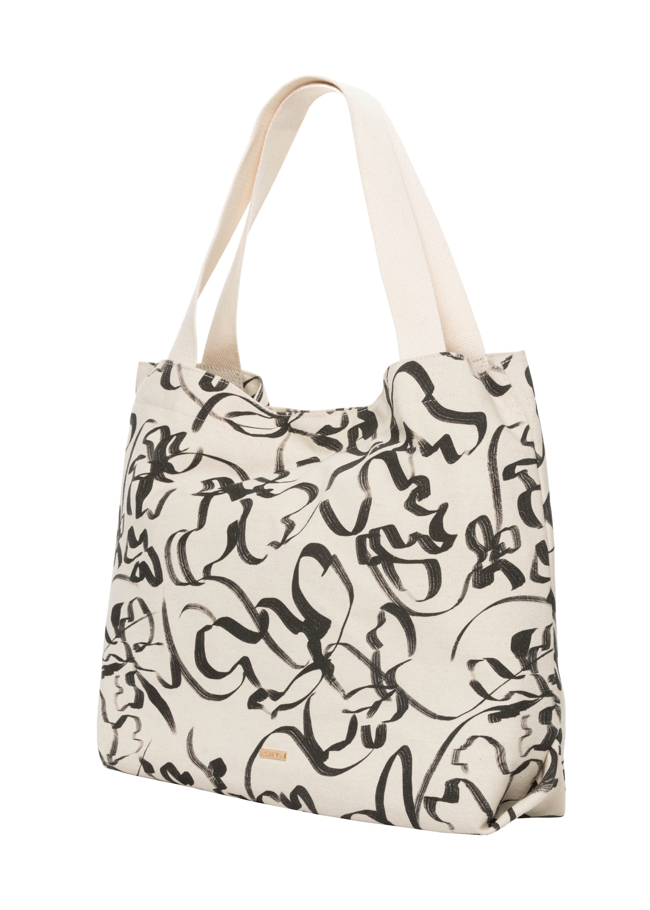 Women's cotton bag with flowers TOREN-0289-1P(W26), diagonal product view on a white background.