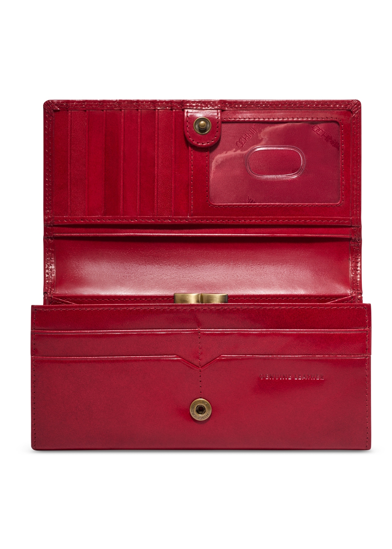 Large red women's wallet PL-187-4B(KS), product view inside on white background.