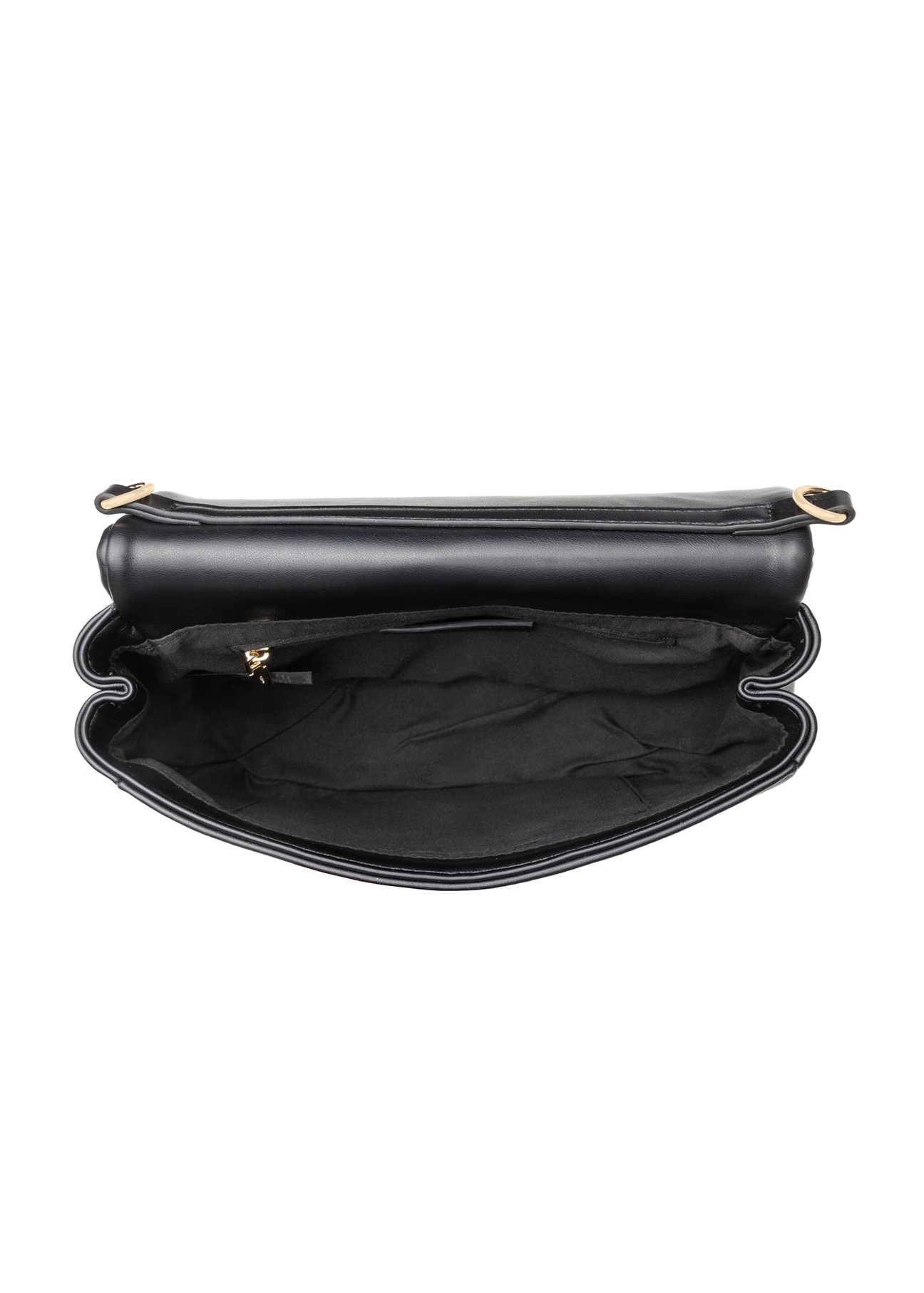 Black women's handbag with stitching TOREC-1151-99(W26), product view inside on white background.