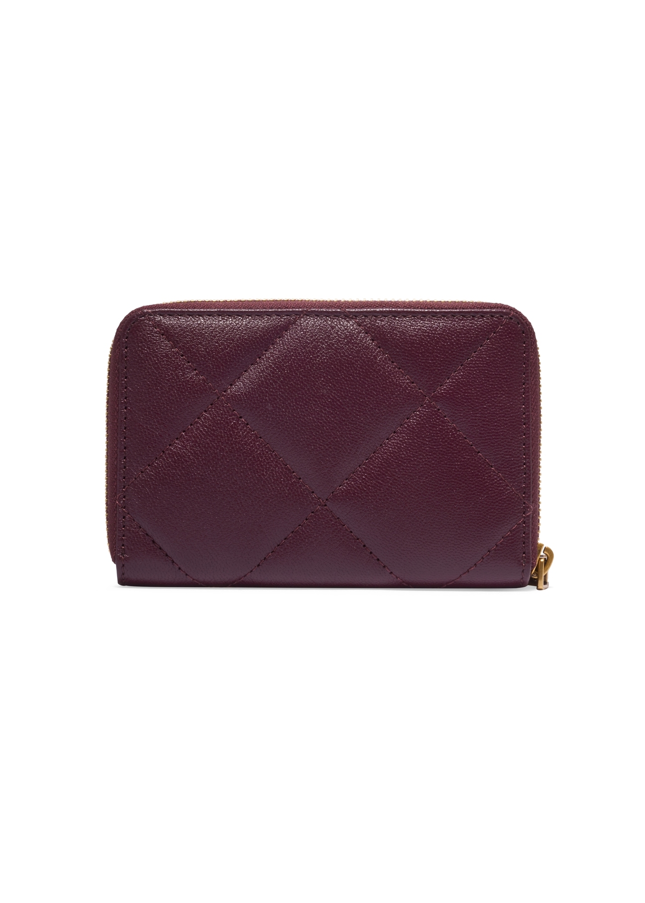 Burgundy leather quilted women's wallet PORES-1008-4D(Z26), back view of the product on a white background.