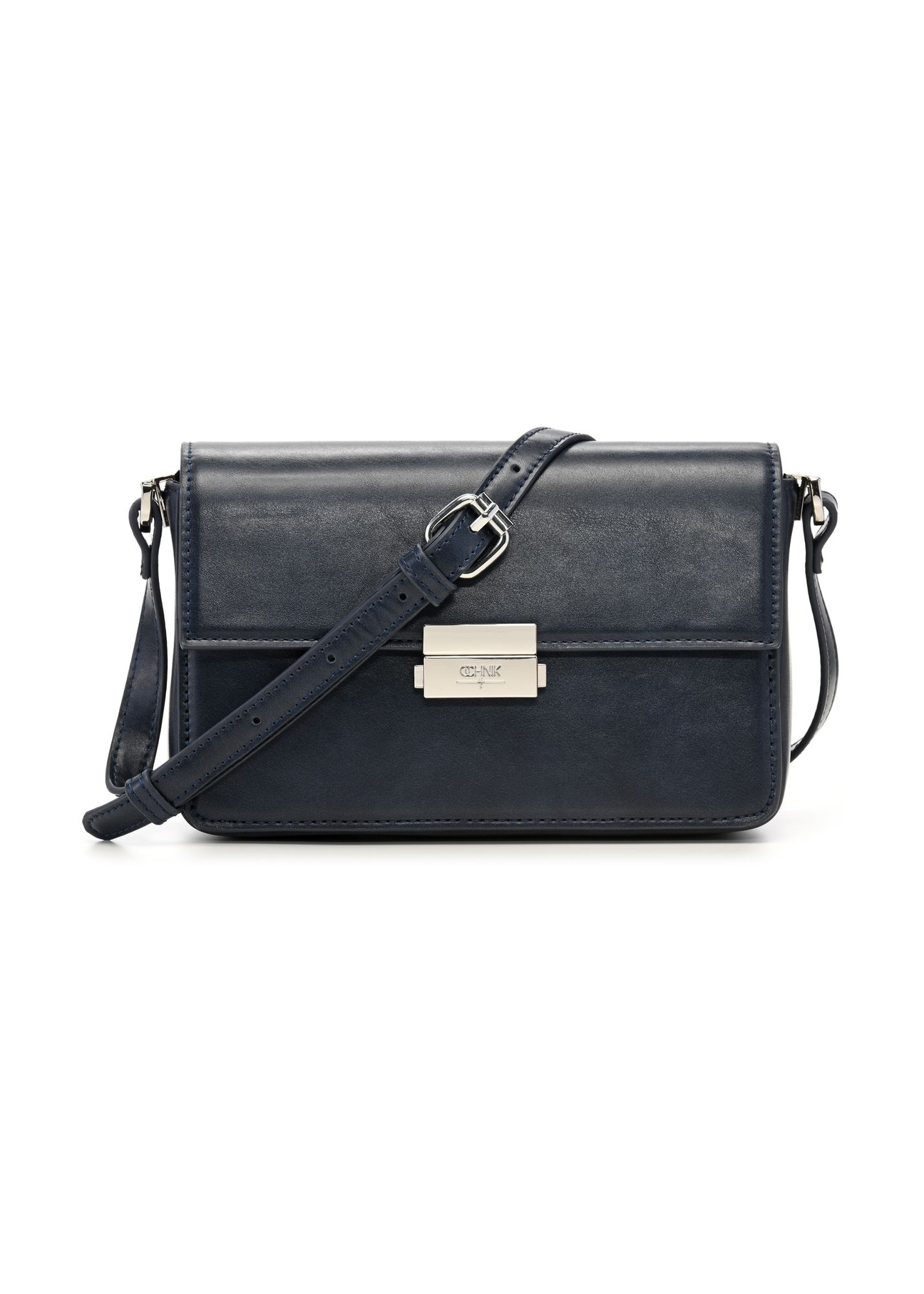 Elegant navy blue women's handbag TOREC-1251-7E(Z26) - front product view, on a white background.