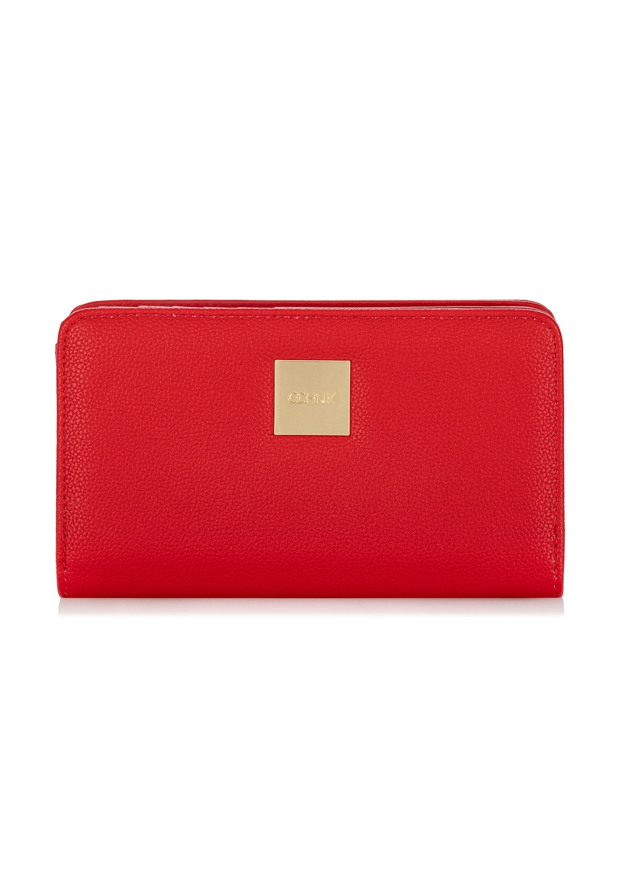 Red women's wallet with logo POREC-0362-4A(W26), front product view on white background.