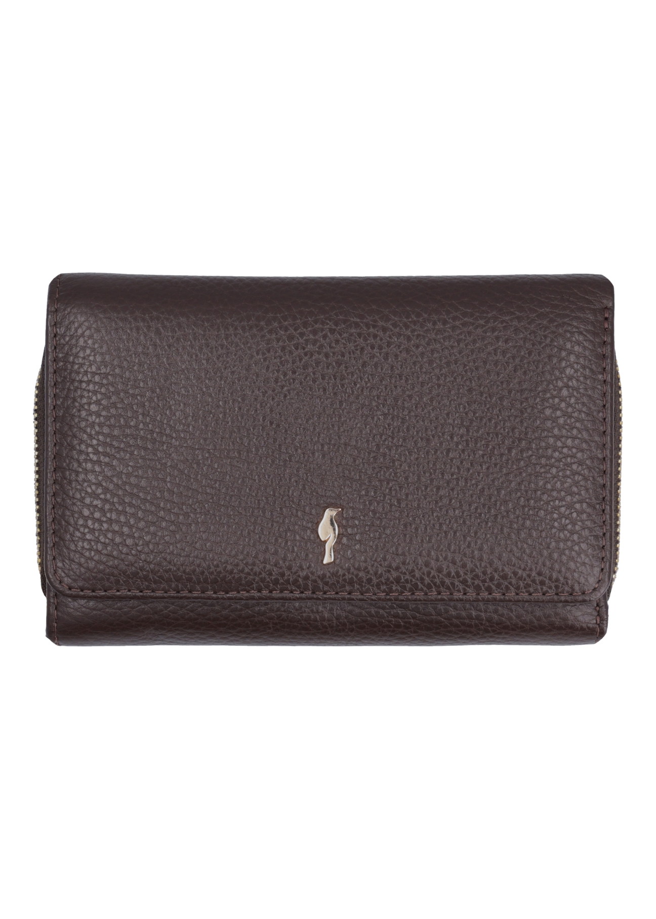Large dark brown leather women's wallet PORES-0801R-1I(Z26), front product view on white background.
