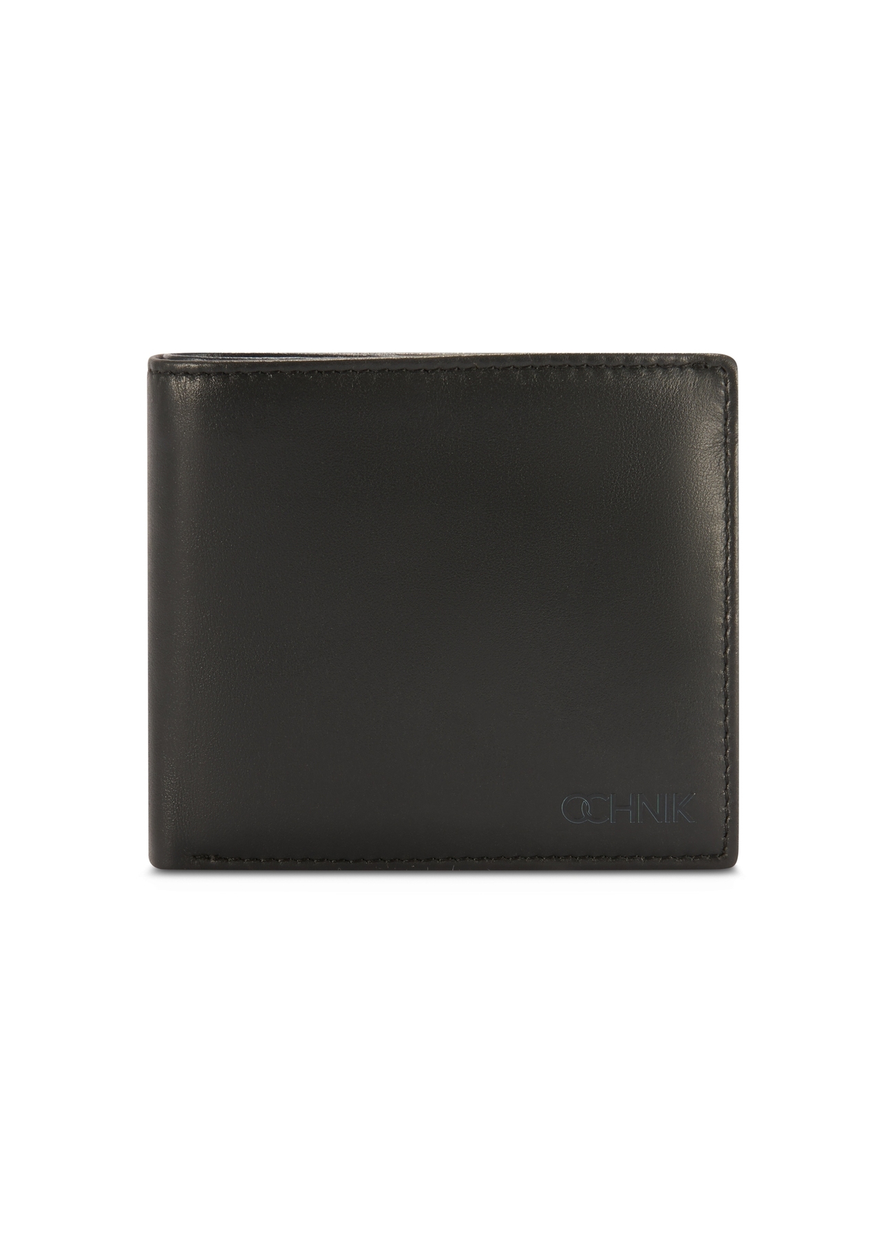 Black men's leather wallet PORMS-0627A-98(Z25), product view from the front on a white background.