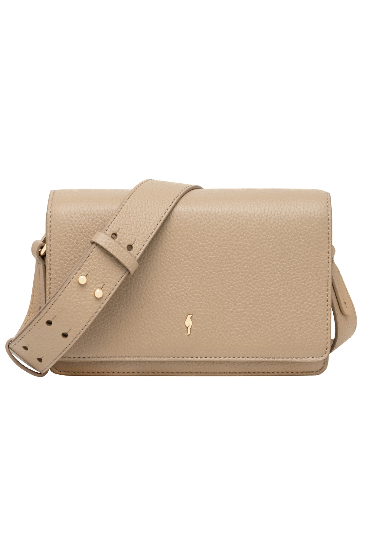 Beige elegant leather women's handbag TORES-1356-1B(Z26), product view from the front on a white background.