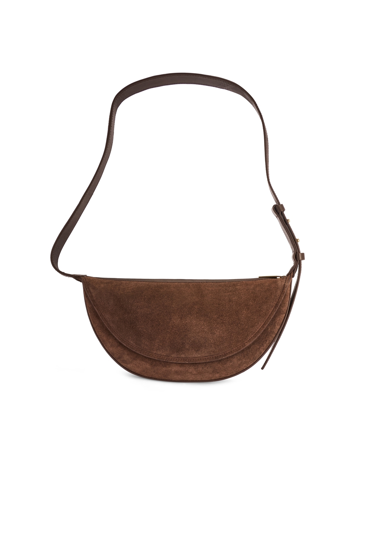 Brown suede semi-circular women's handbag TORES-1178-89(Z25) - back view of the product on a white background.