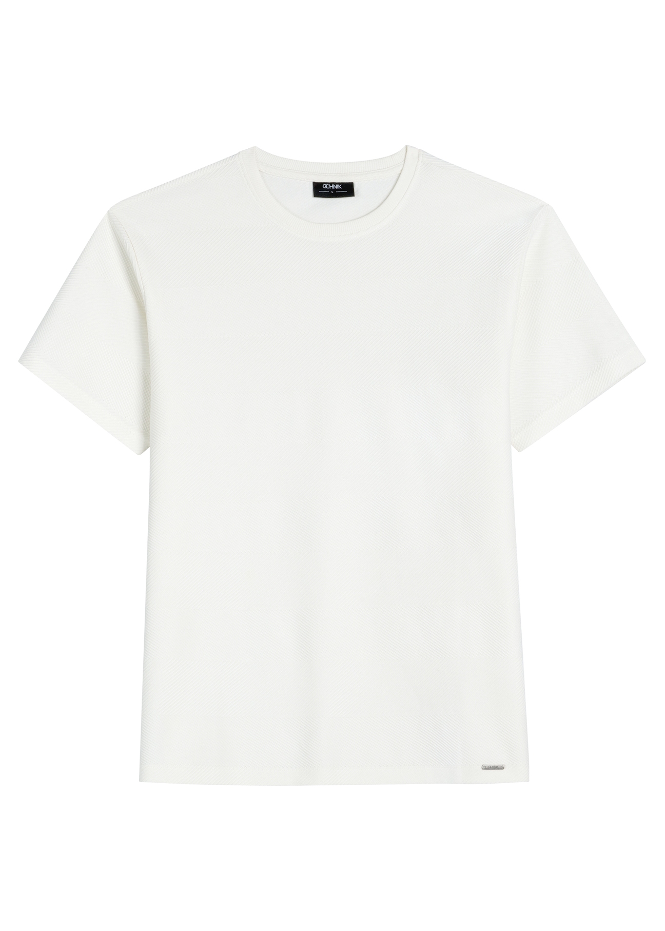 Cream ribbed men's t-shirt TSHMT-0142-0B(W26)