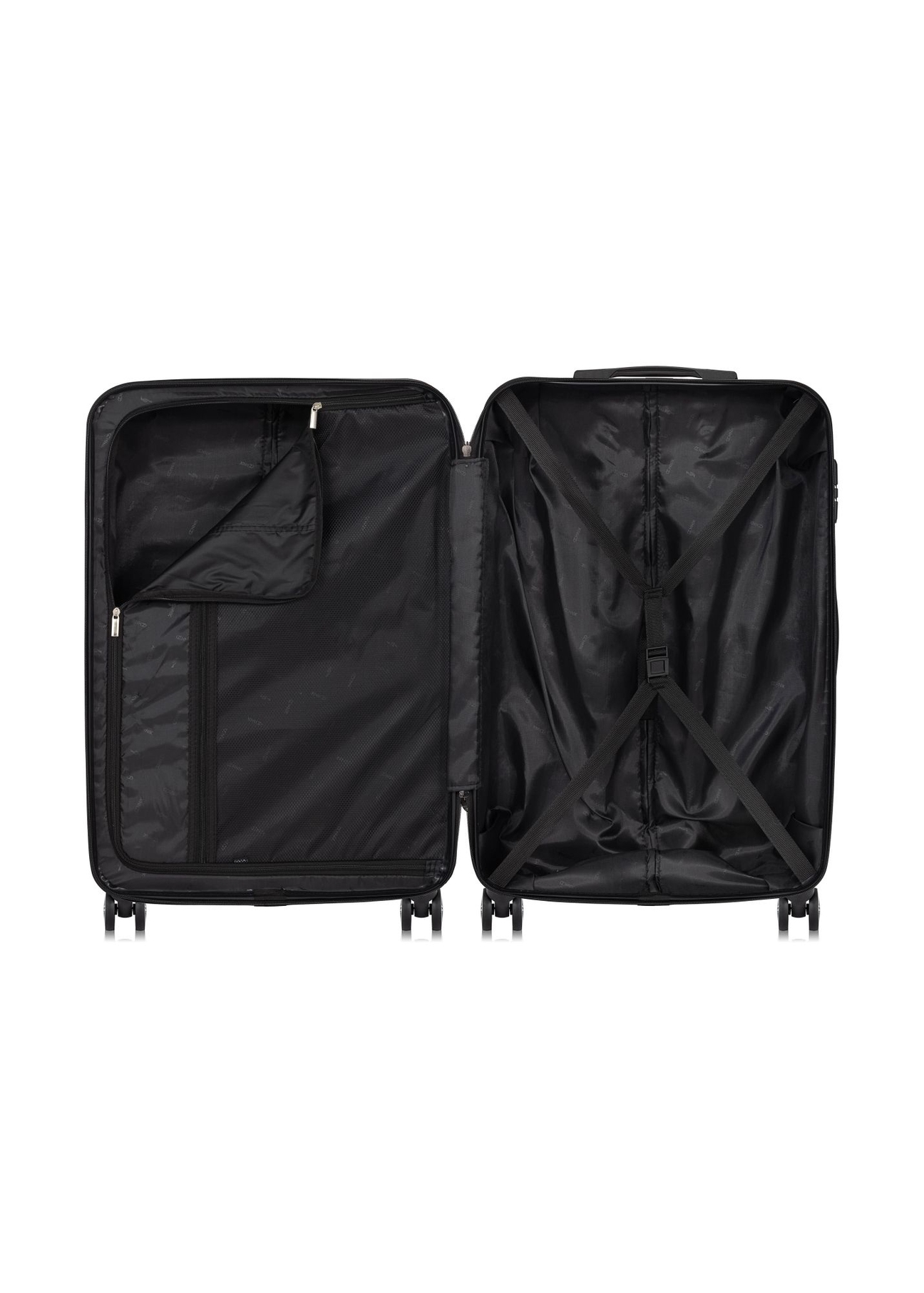 Set of 19'/24'/28' wheeled suitcases WALPC-0012-7C(W26), product view inside on white background.