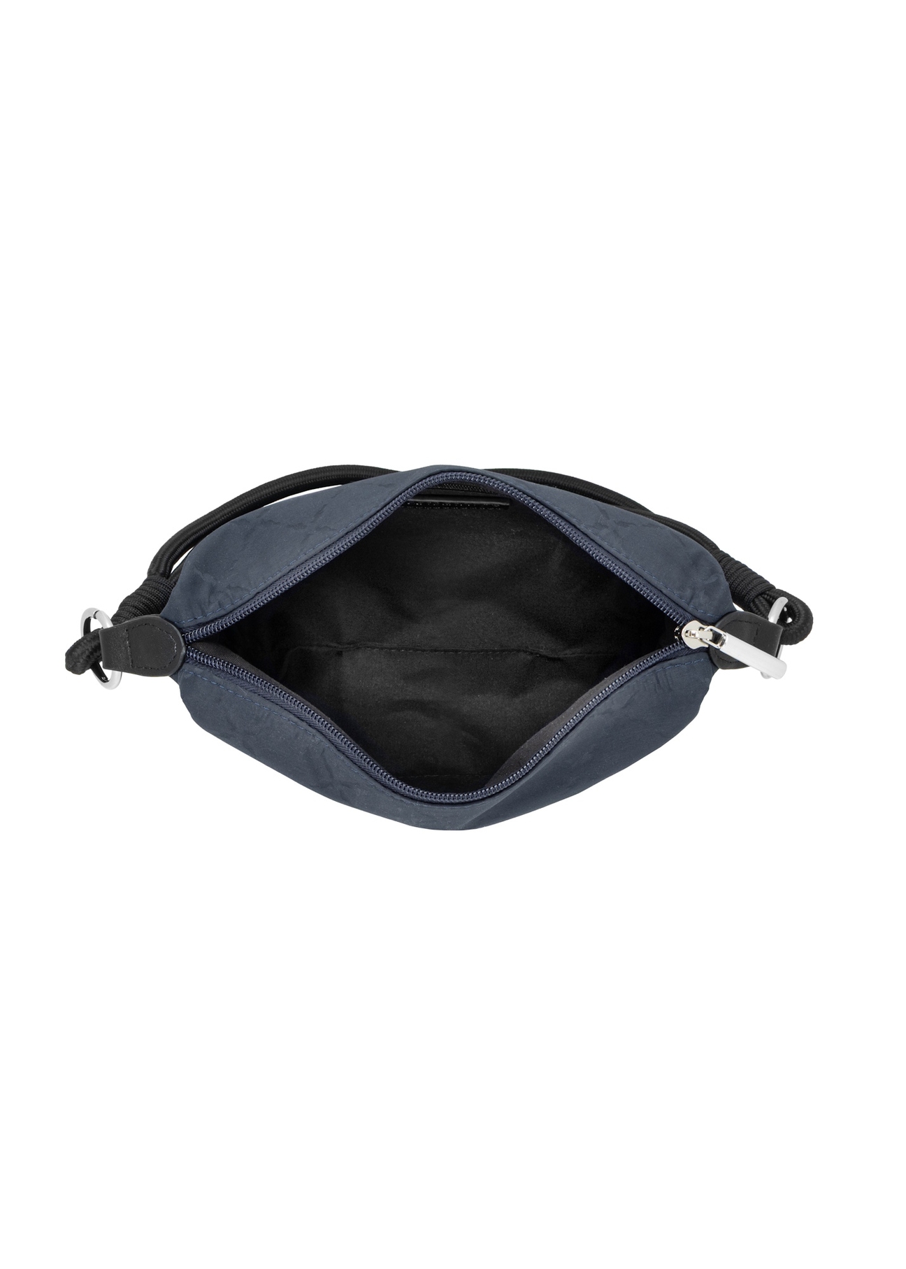 Navy blue fabric women's handbag TOREN-0355-7E(Z26), interior view on a white background.