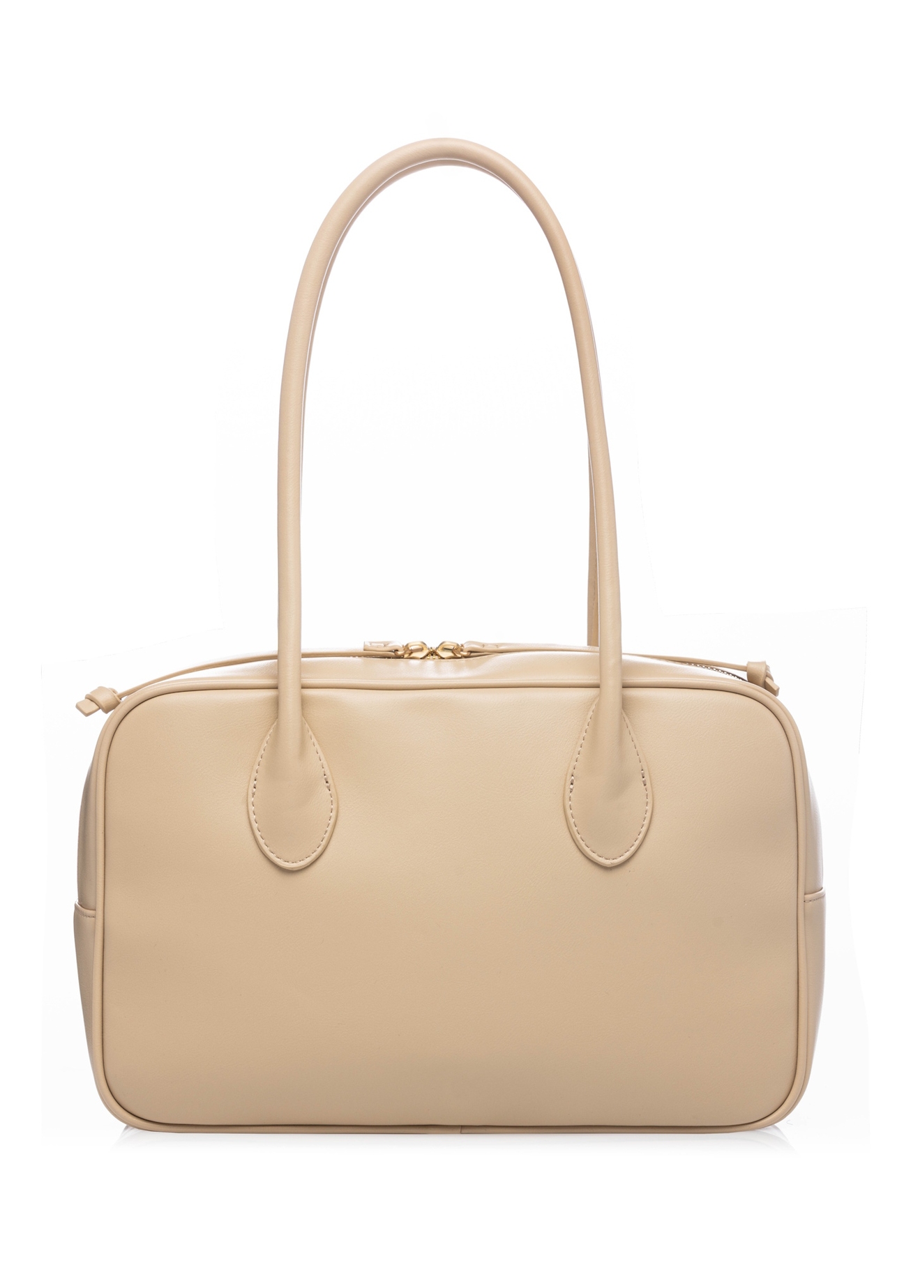Beige women's shoulder bag TOREC-1232-1A(W26), product view from the back on a white background.