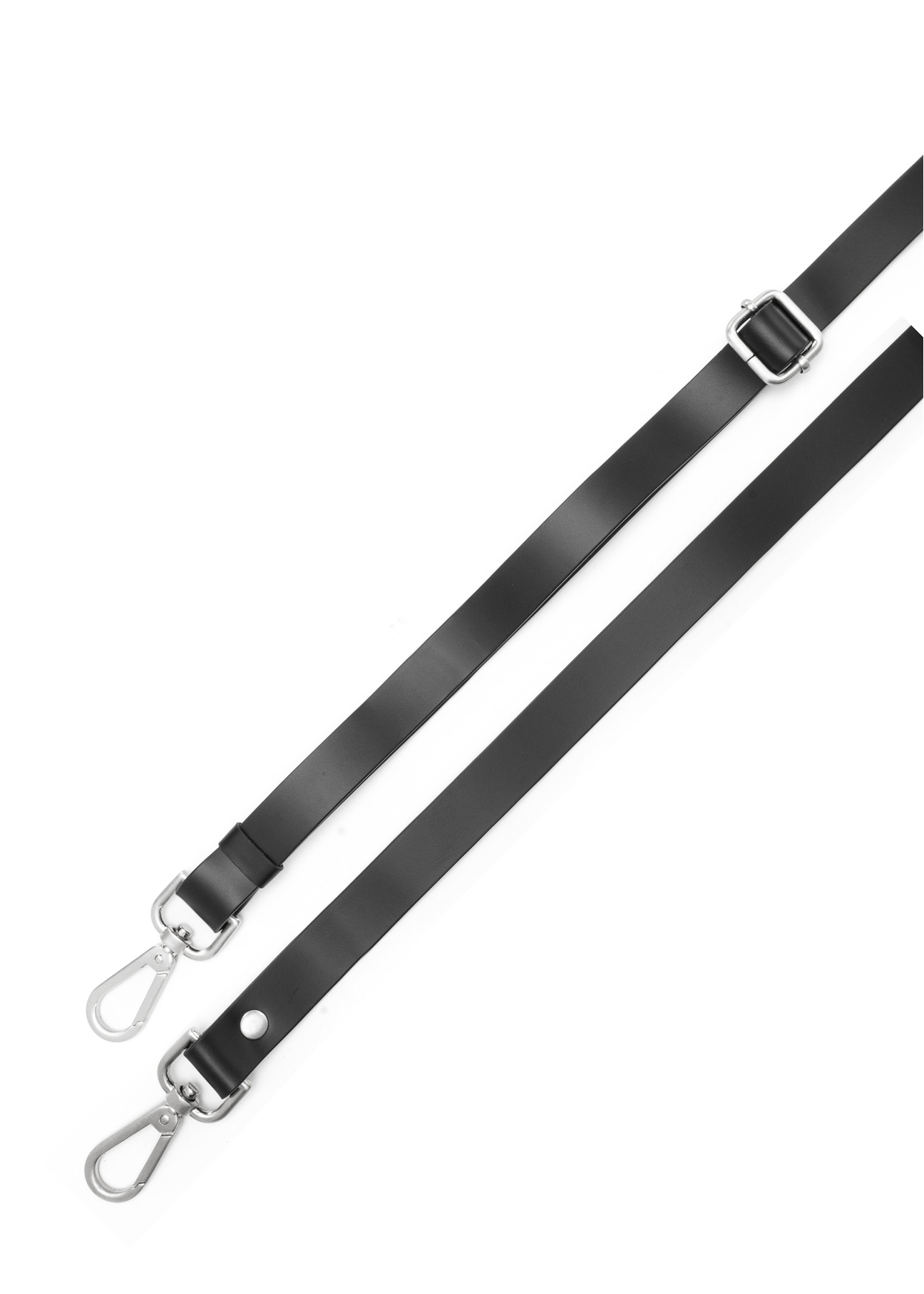 Black leather women's handbag TORES-1139-99(Z25), view of the detachable strap of the product on a white background.