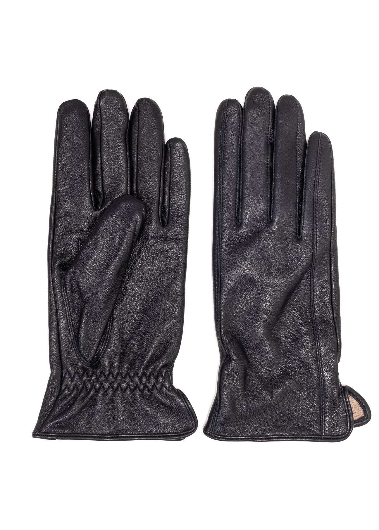 Black men's leather gloves REKMS-0087-99(Z25) - front product view on white background.