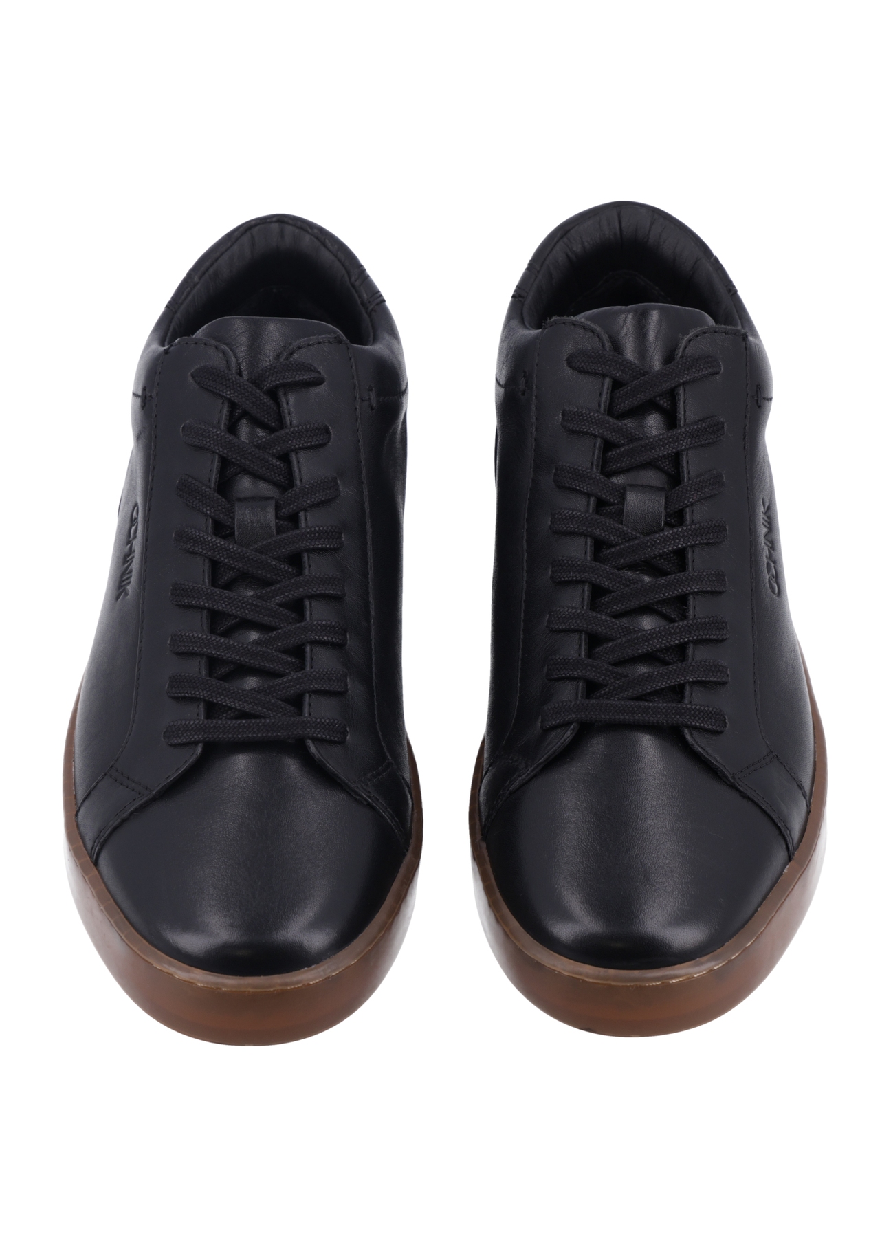 Men's black leather sneakers BUTYM-0405C-99(Z26) - product view from above, on a white background.