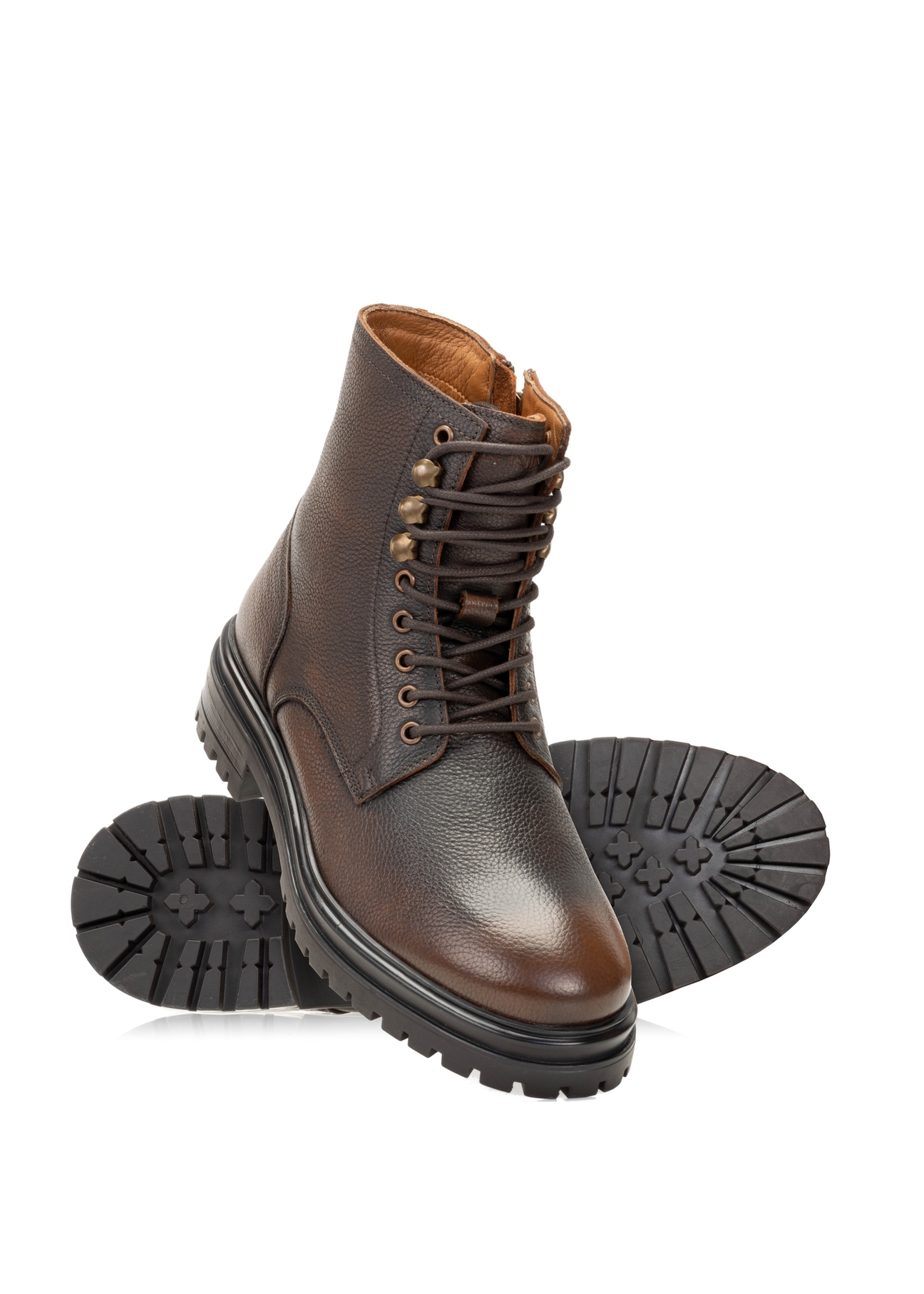 Brown leather men's ankle boots BUTYM-0518-09(Z25)