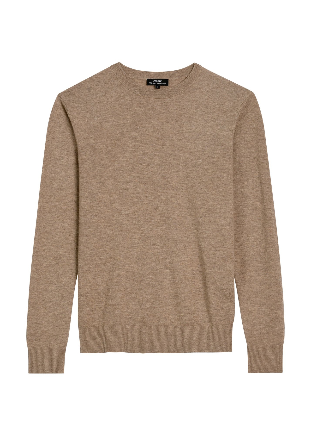 Camel wool men's sweater SWEMT-0200-1D(Z26) - front product view, on white background.
