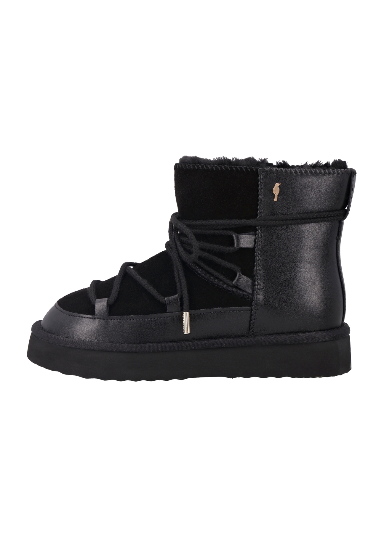 Black women's snow boots BUTYD-1221-9J(Z26), side view of the product on a white background.