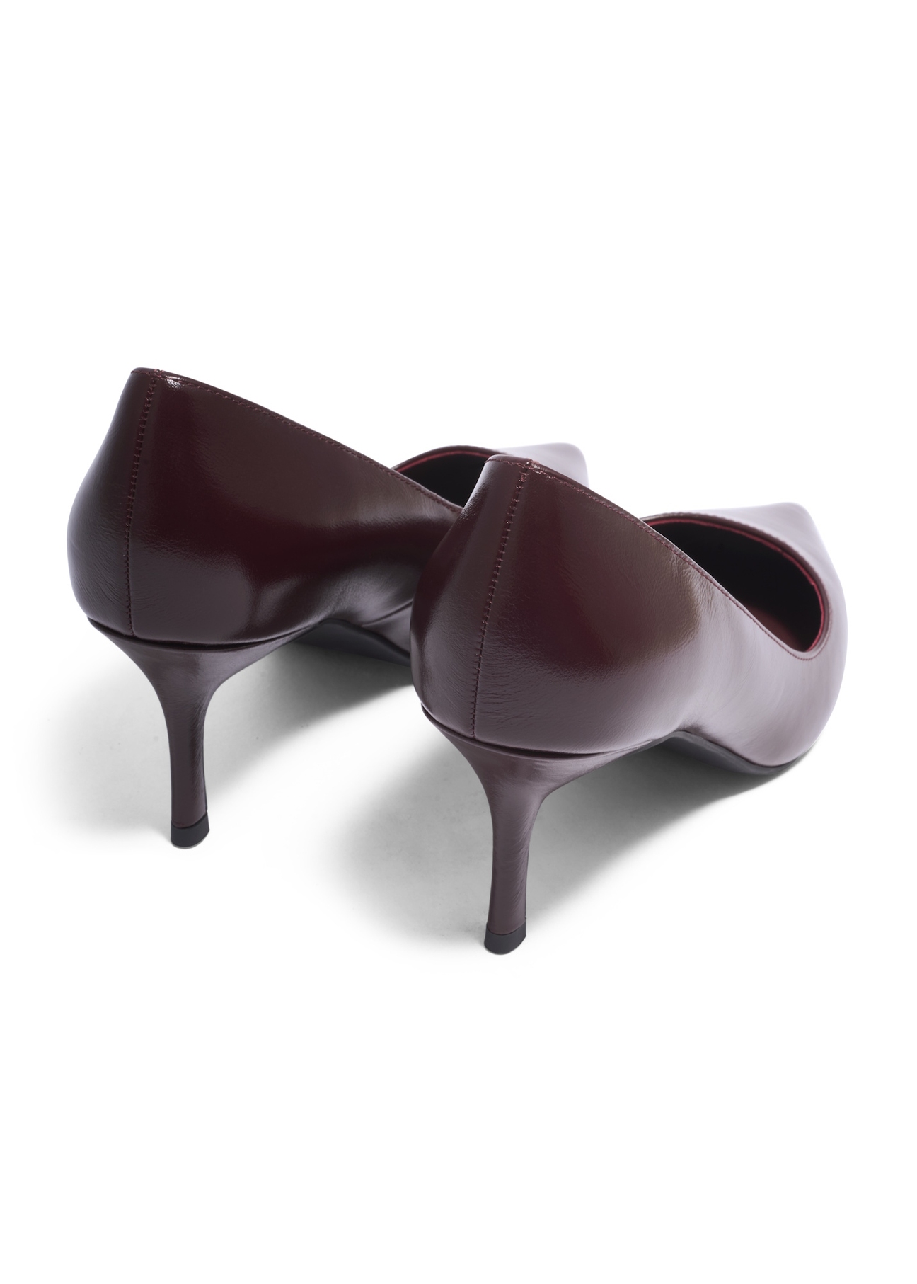 Women's burgundy leather pumps BUTYD-1031A-4D(Z26), product view from the back on a white background.