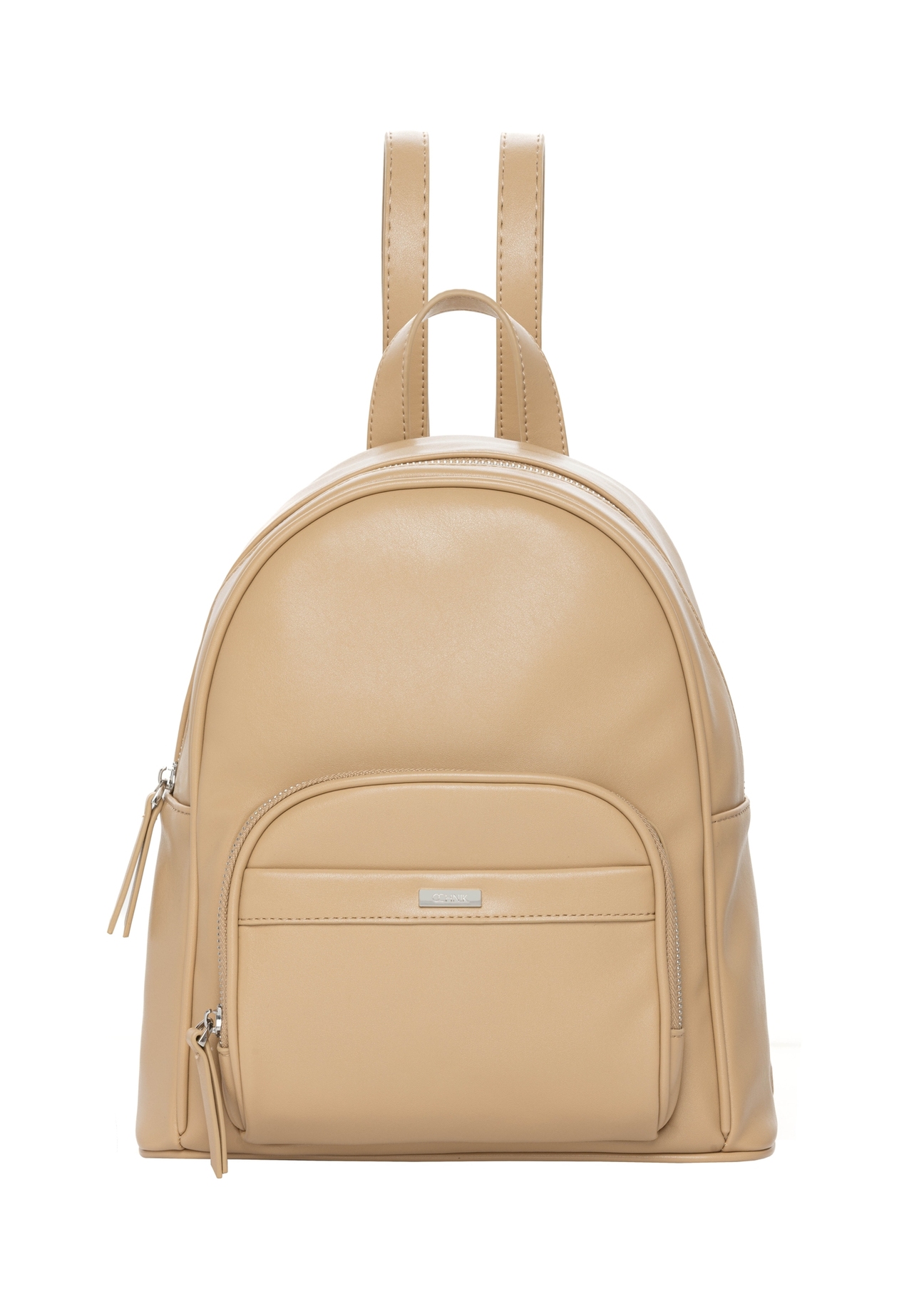 Beige women's backpack TOREC-1263-1B(Z26). Front view on white background.